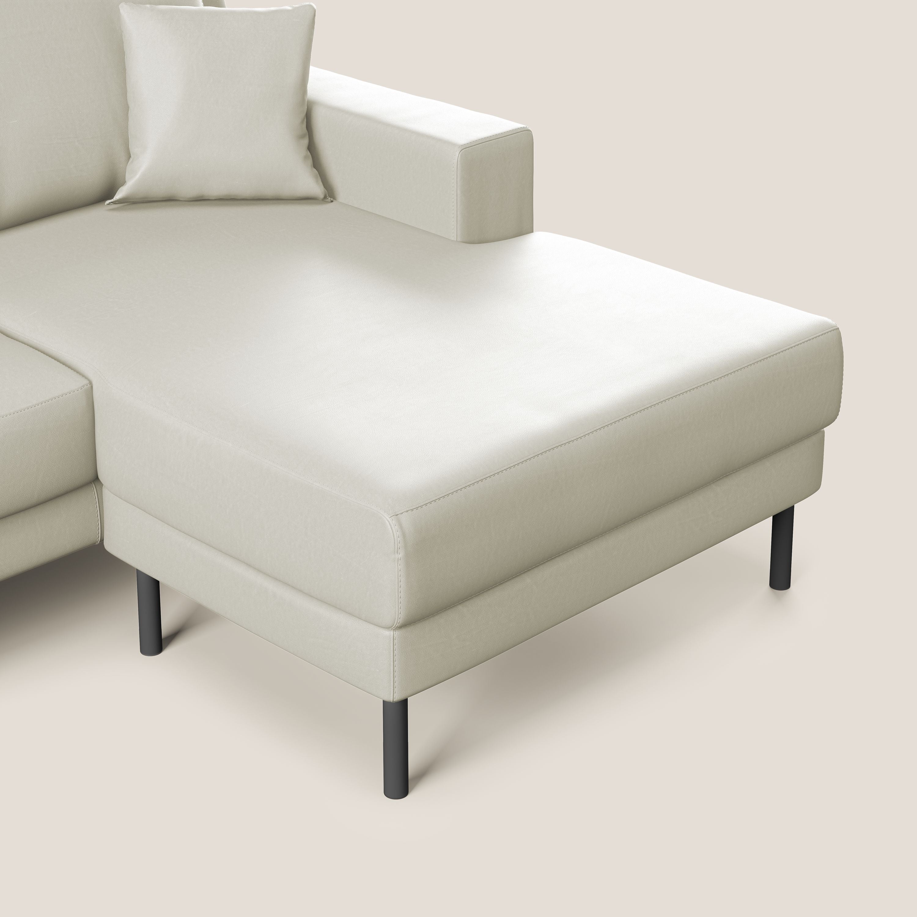 Uranio divano angolare moderno REVERSIBILE in Ecopelle impermeabile T04 tortora - divani.store