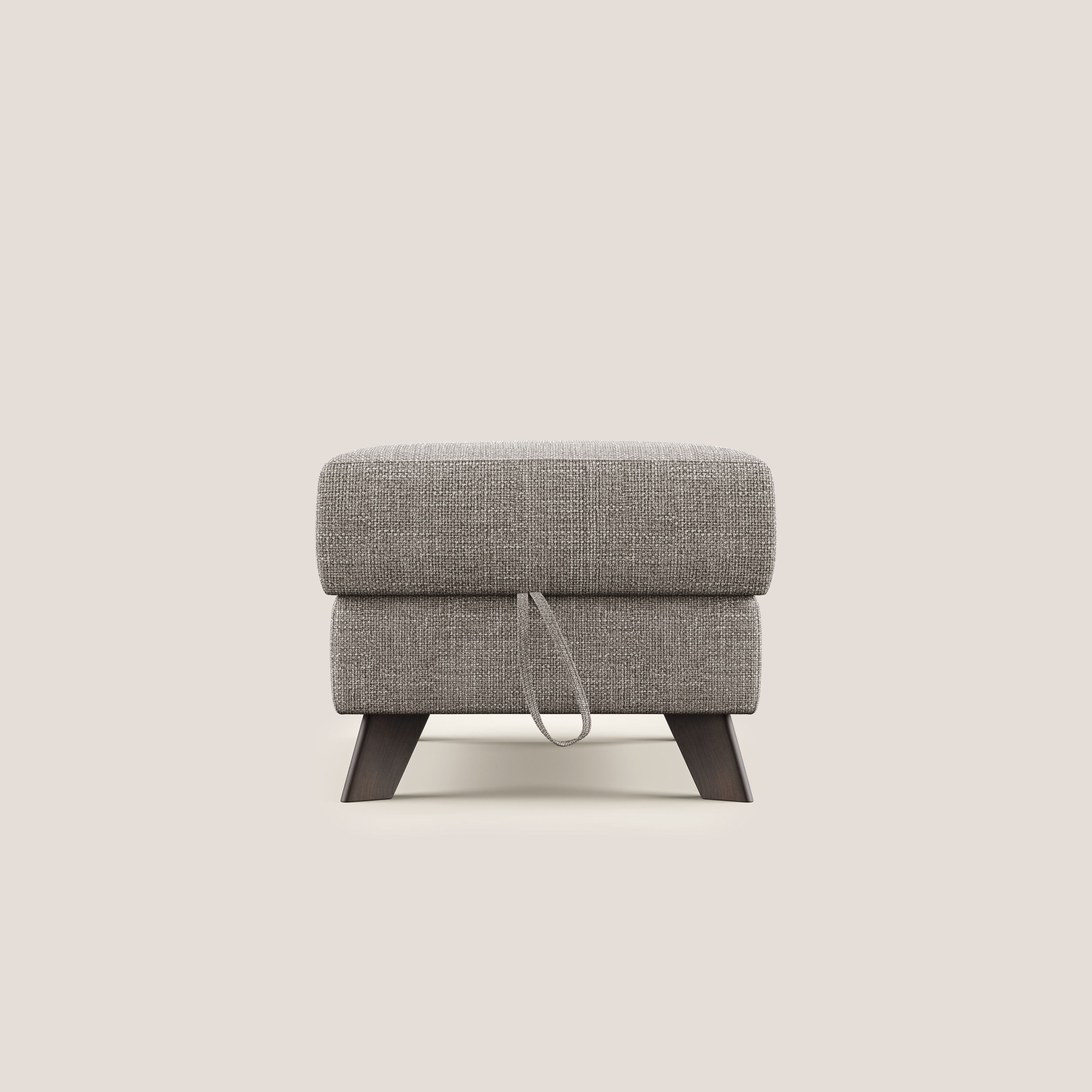 Moon Pouf contenitore e piedini alti in tessuto morbido ad intreccio soft-touch impermeabile T06 tortora - divani.store