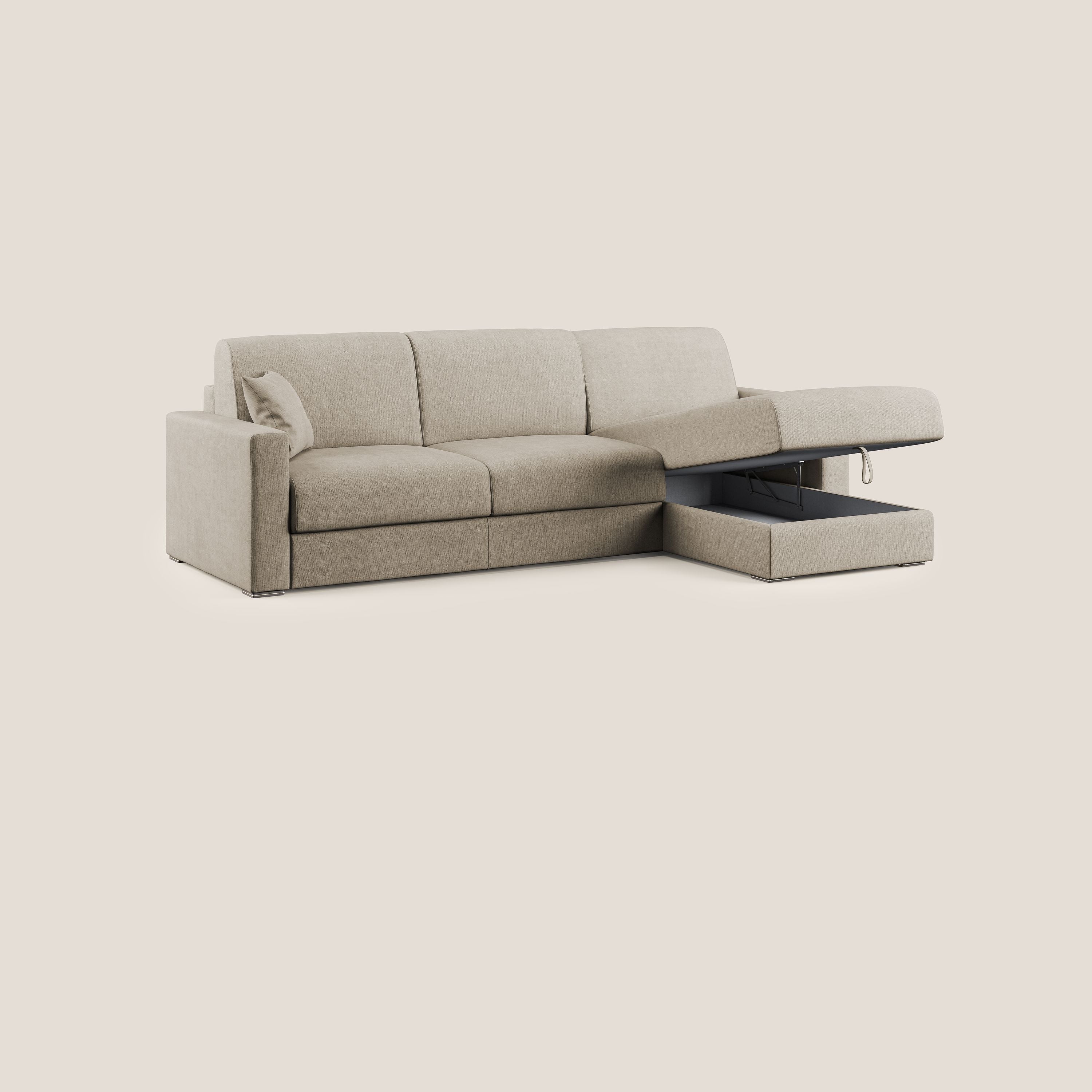 Best Divano letto angolare in tessuto impermeabile T02 beige - divani.store