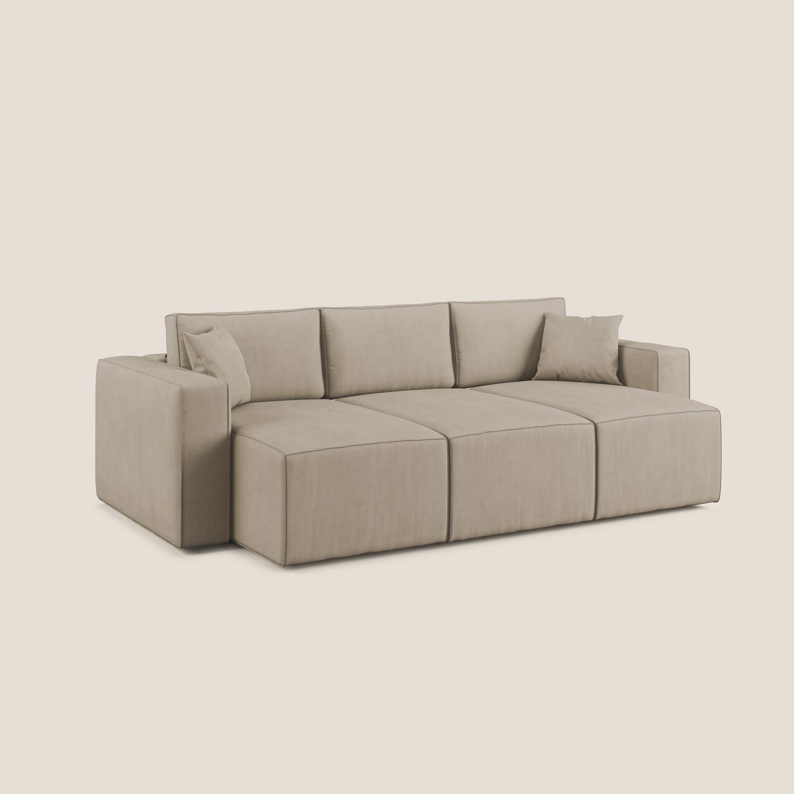 Morfeo divano con 3 sedute estraibili in morbido tessuto impermeabile T02 beige - divani.store