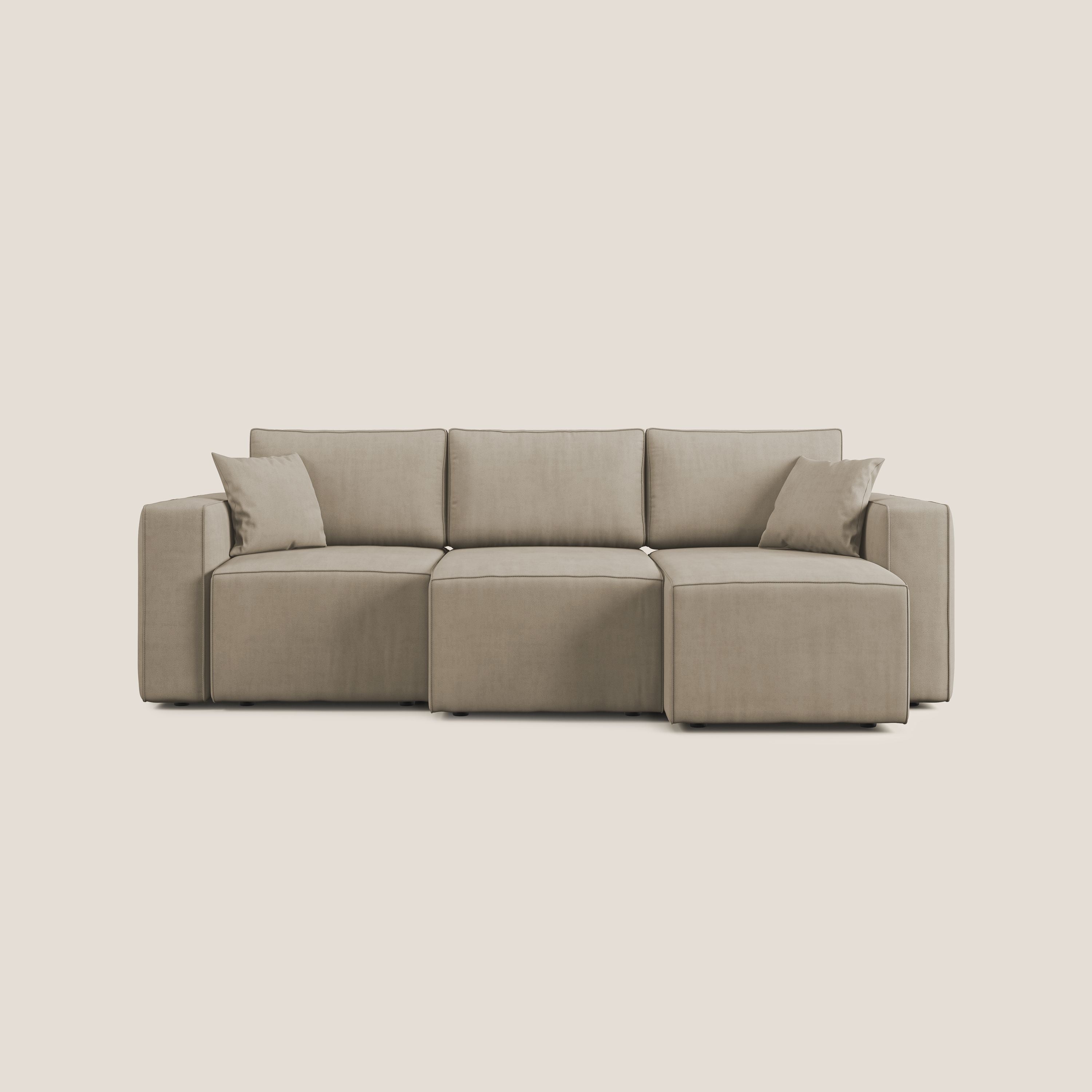 Morfeo divano con 3 sedute estraibili in morbido tessuto impermeabile T02 beige - divani.store