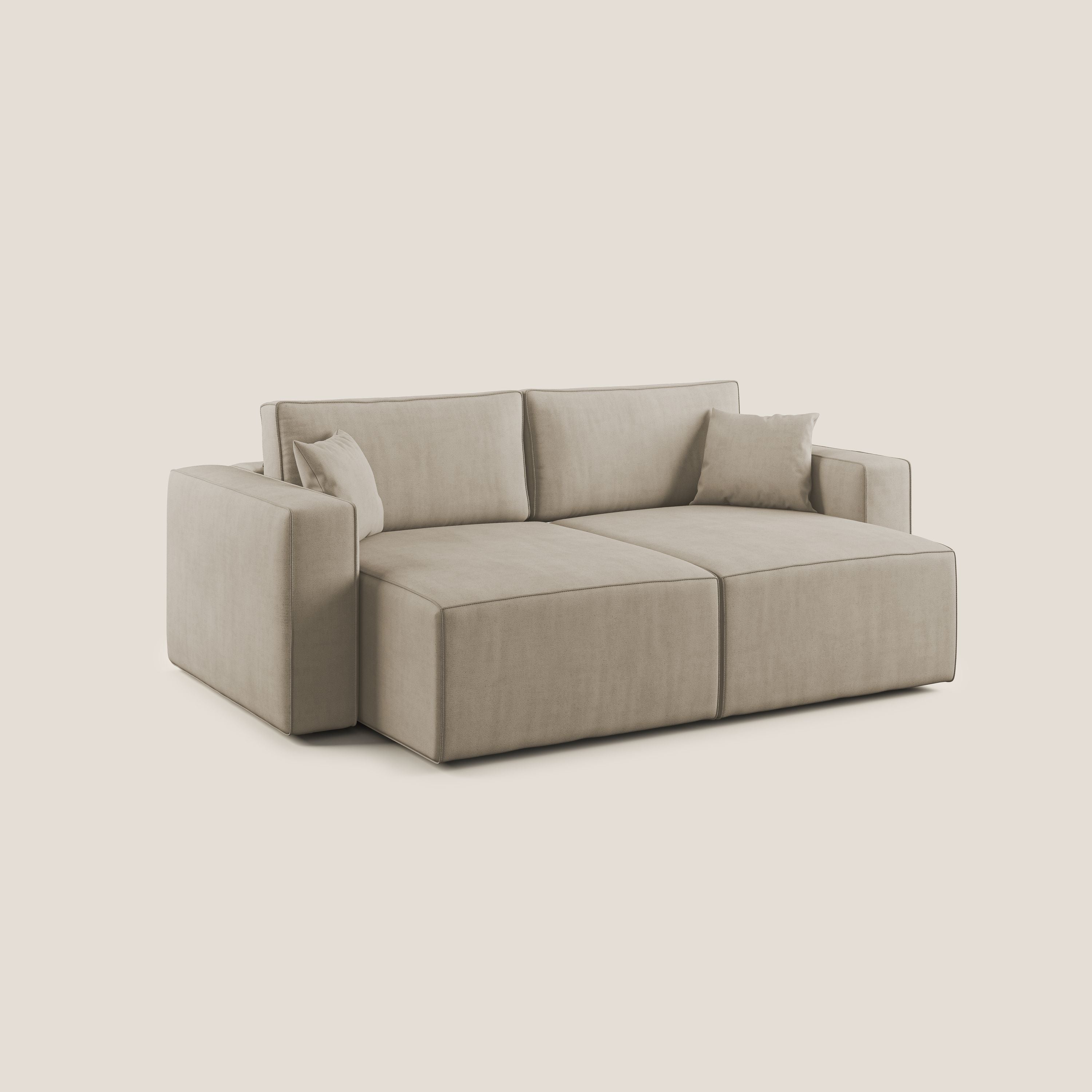 Morfeo divano con sedute estraibili in morbido tessuto impermeabile T02 beige - divani.store