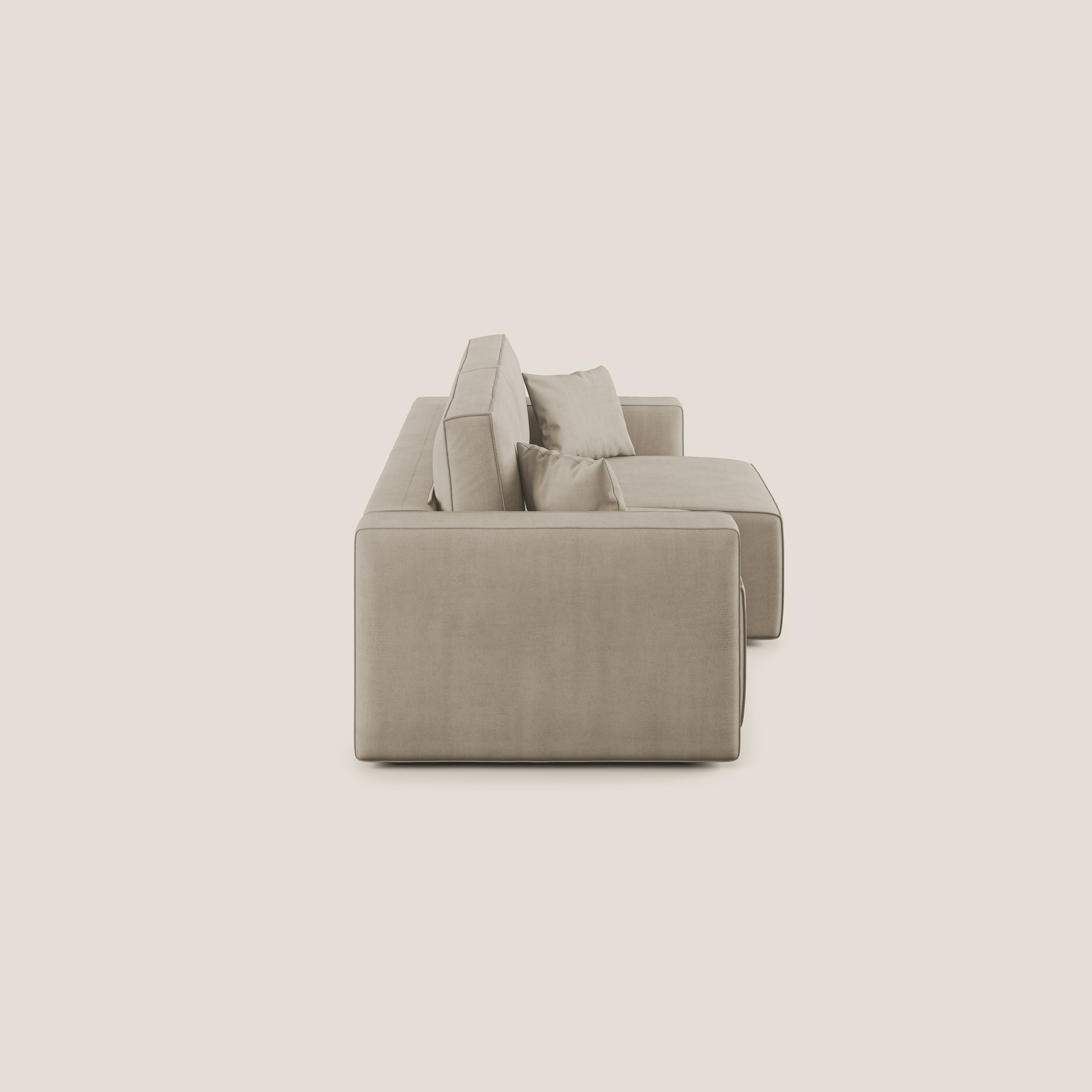 Morfeo divano con sedute estraibili in morbido tessuto impermeabile T02 beige - divani.store