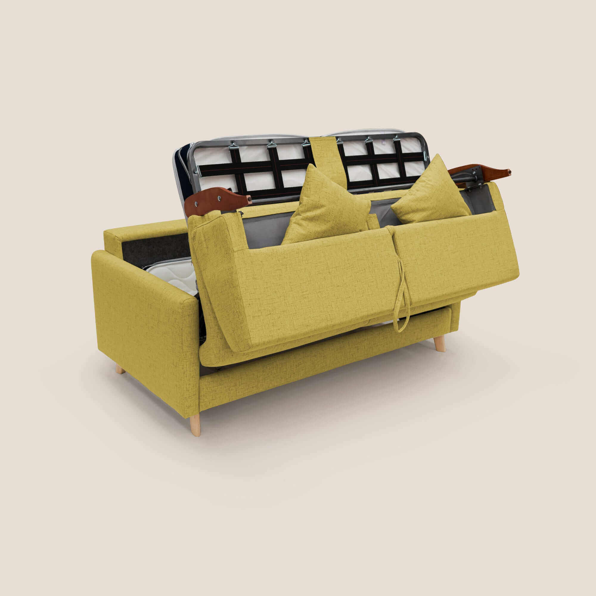Edgar divano letto matrimoniale in tessuto felis impermeabile T03 giallo - divani.store