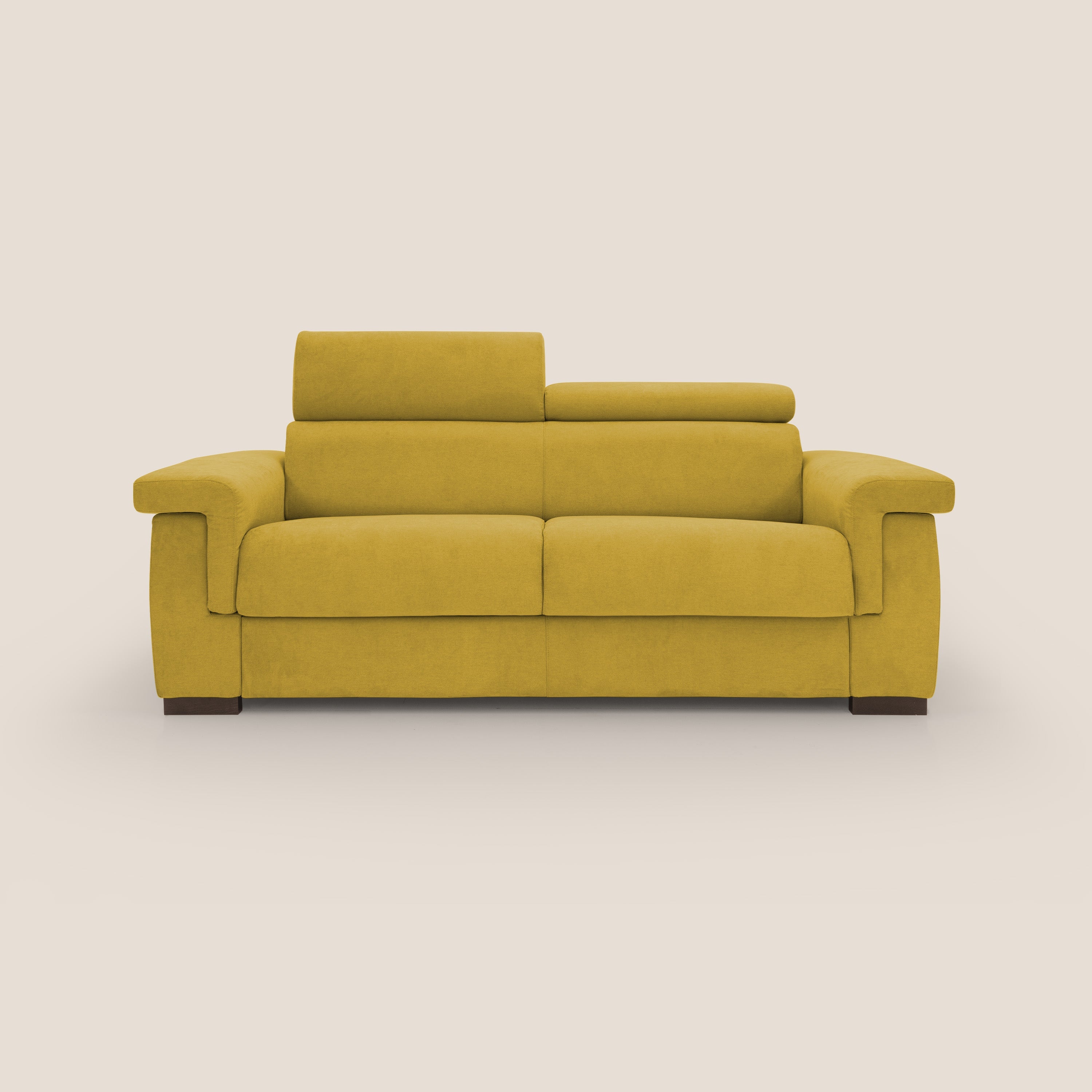 Bjorn divano letto sfoderabile con materasso H18 cm e poggiatesta reclinabili in tessuto impermeabile T02 giallo - divani.store