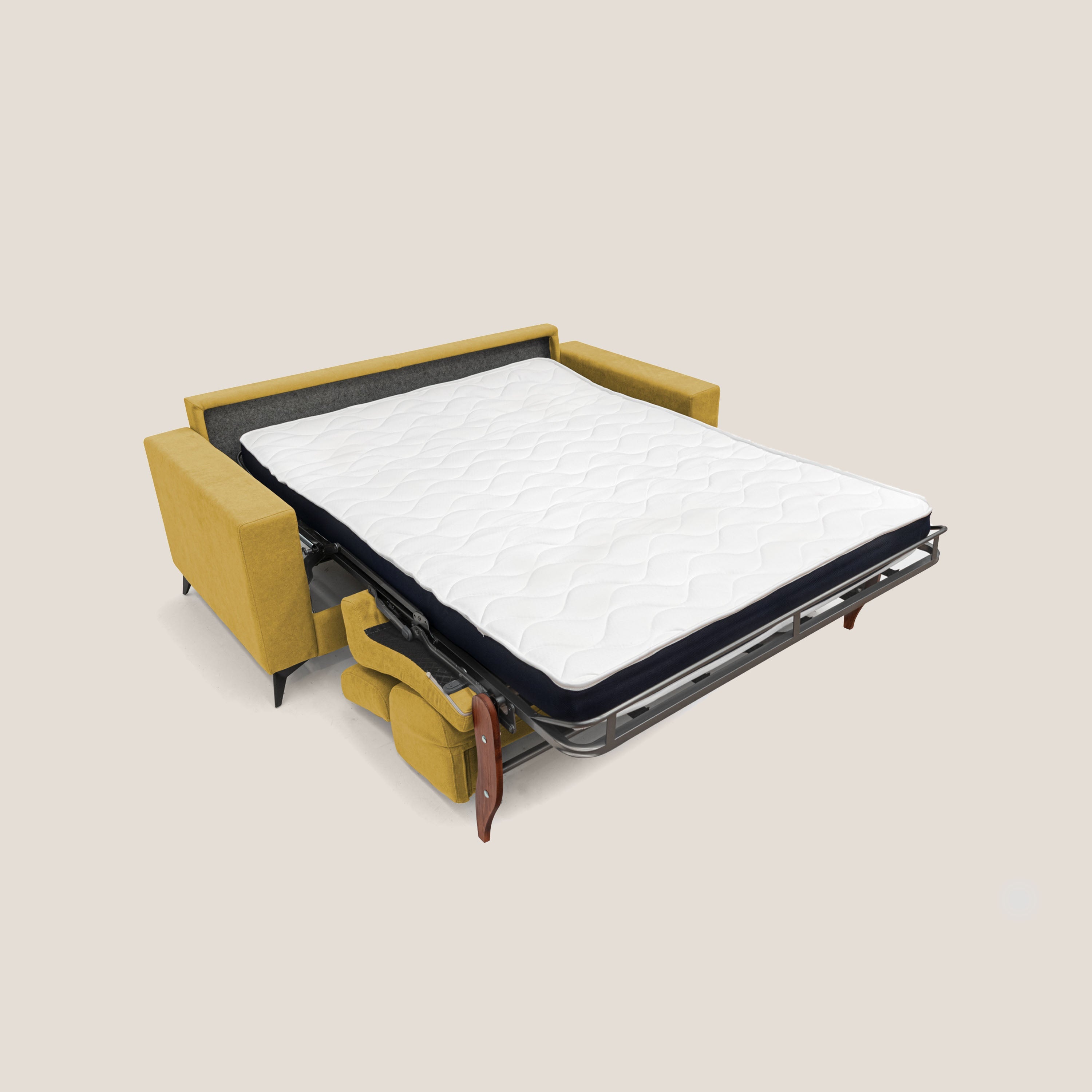 Pegaso divano letto con poggiatesta reclinabili e rivestimento T02 giallo - divani.store