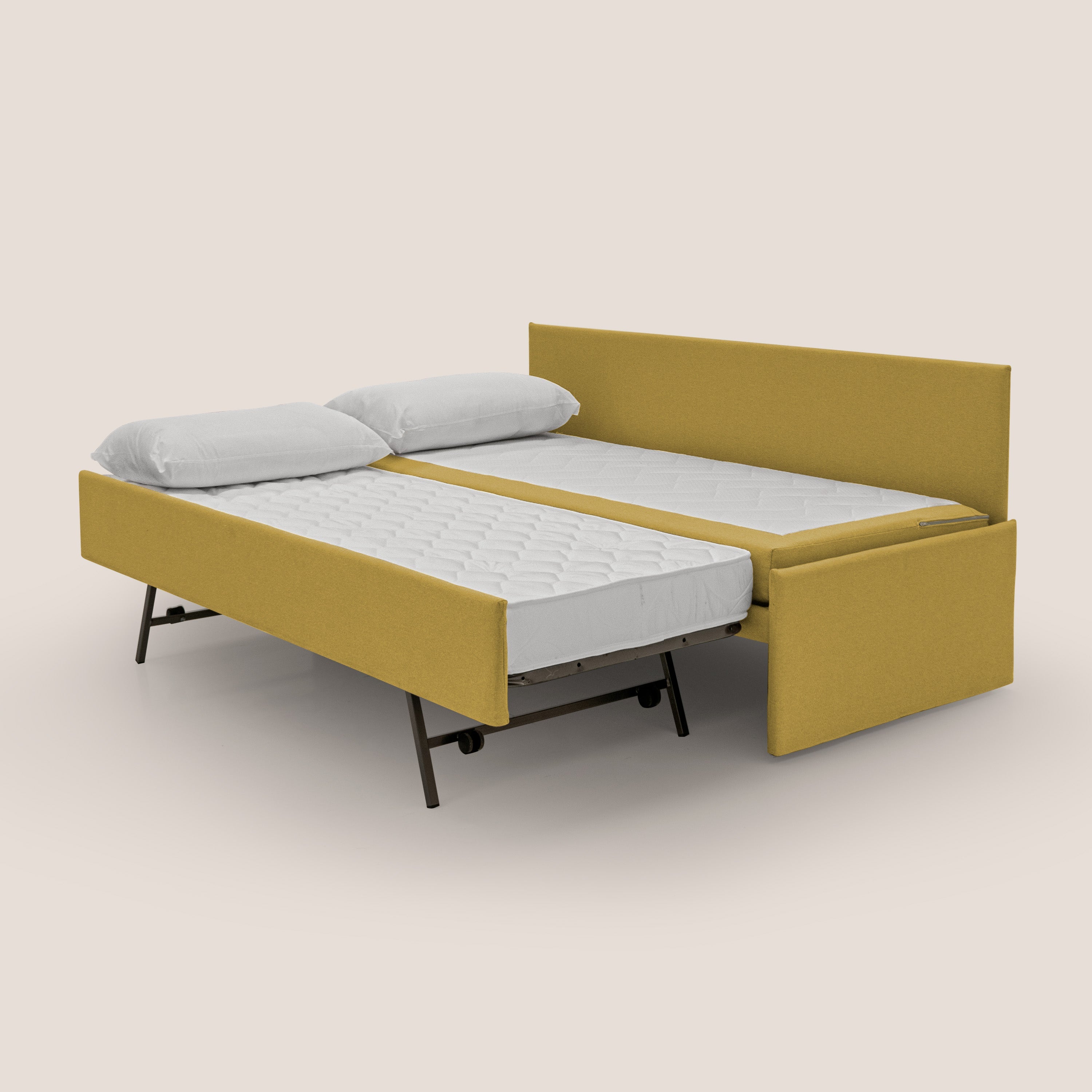 Naviglio Divano duplex con doppio letto in tessuto simil cotone impermeabile T13 giallo - divani.store