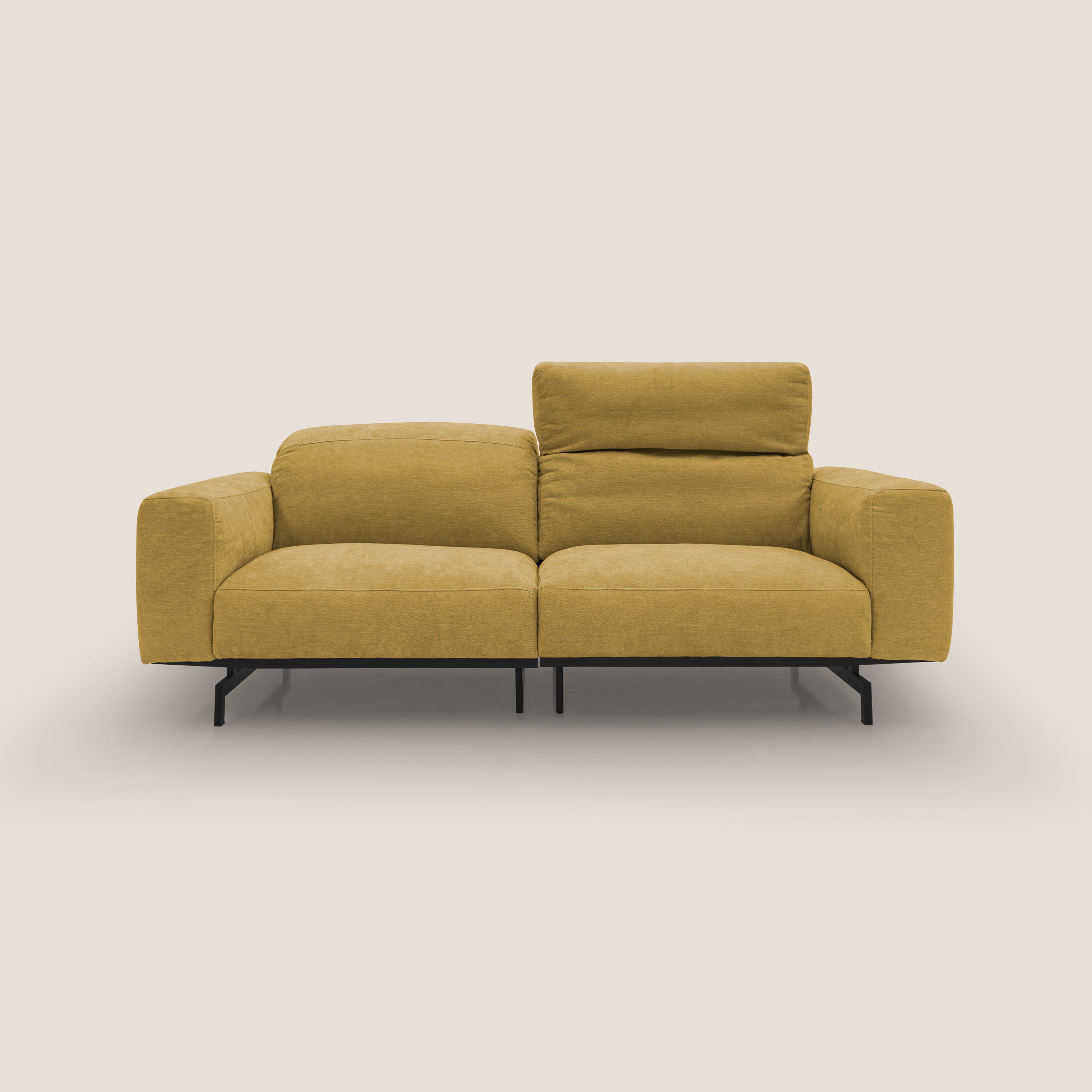 Sakura divano in piuma d'oca modulare componibile in morbido tessuto fiammato impermeabile T14 giallo - divani.store