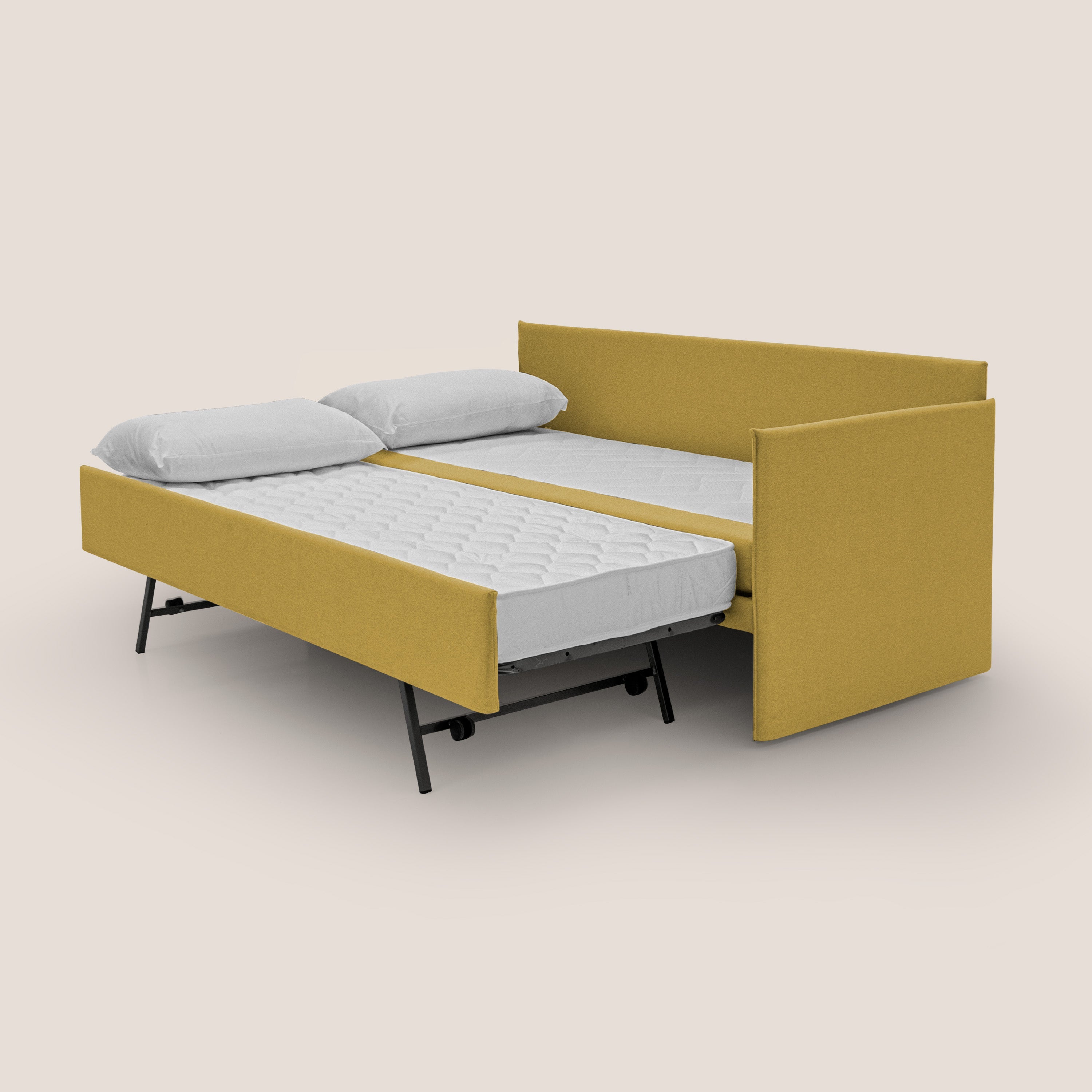 Durini Divano duplex con doppio letto in tessuto simil cotone impermeabile T13 giallo - divani.store