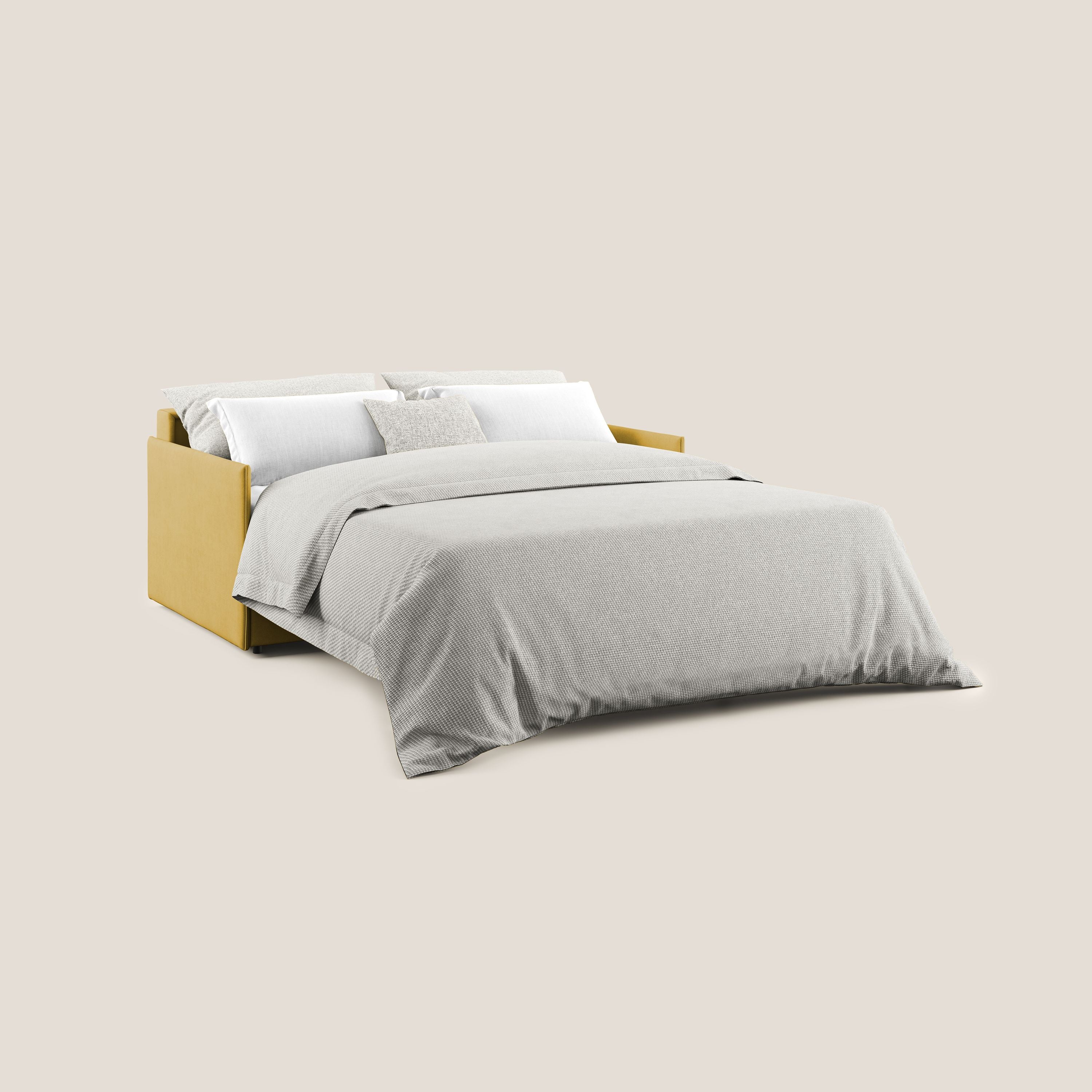 Evans Divano letto in morbido tessuto impermeabile T02 giallo - divani.store