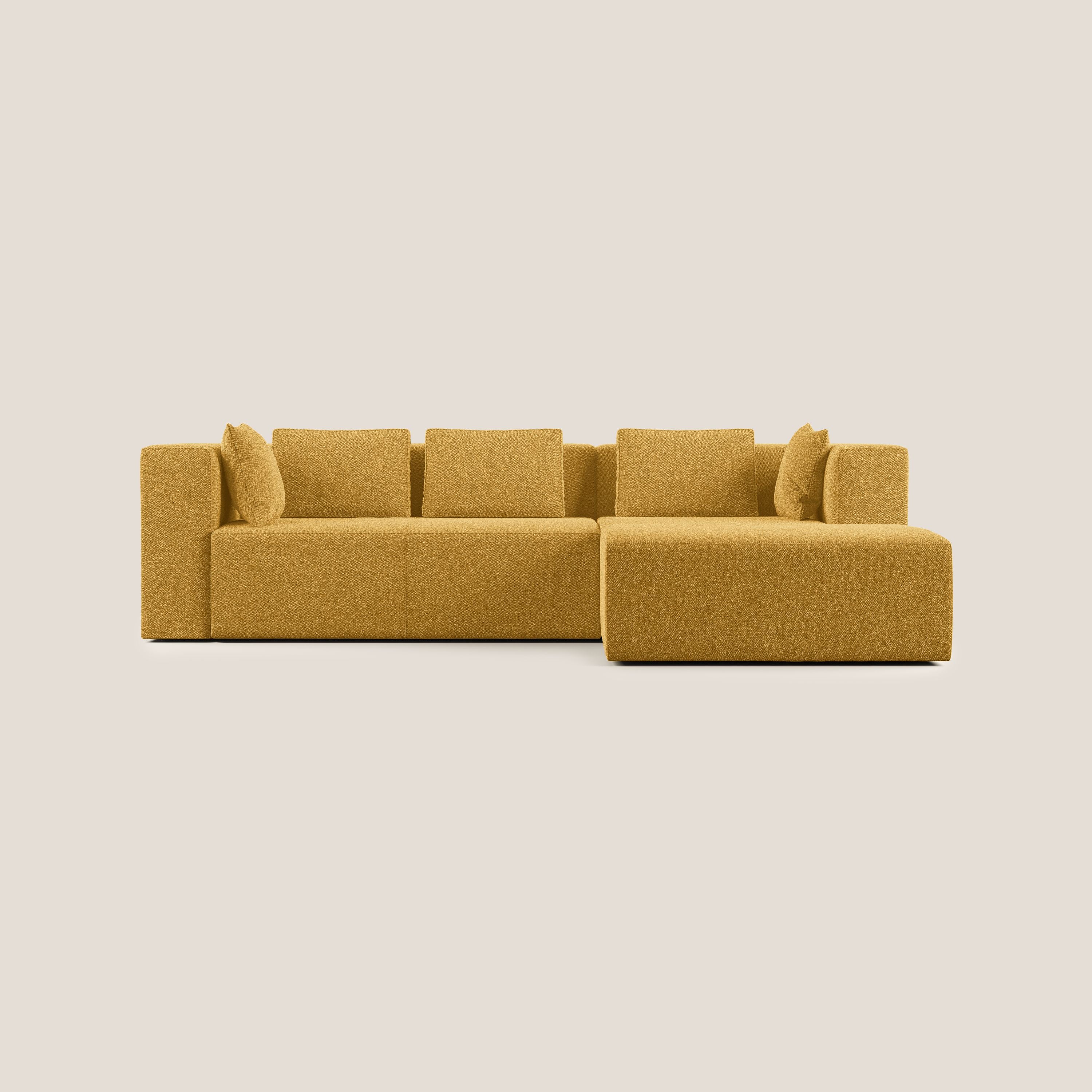 Shop online Nettuno divano angolare componibile in morbido tessuto bouclè T07 giallo - divani.store