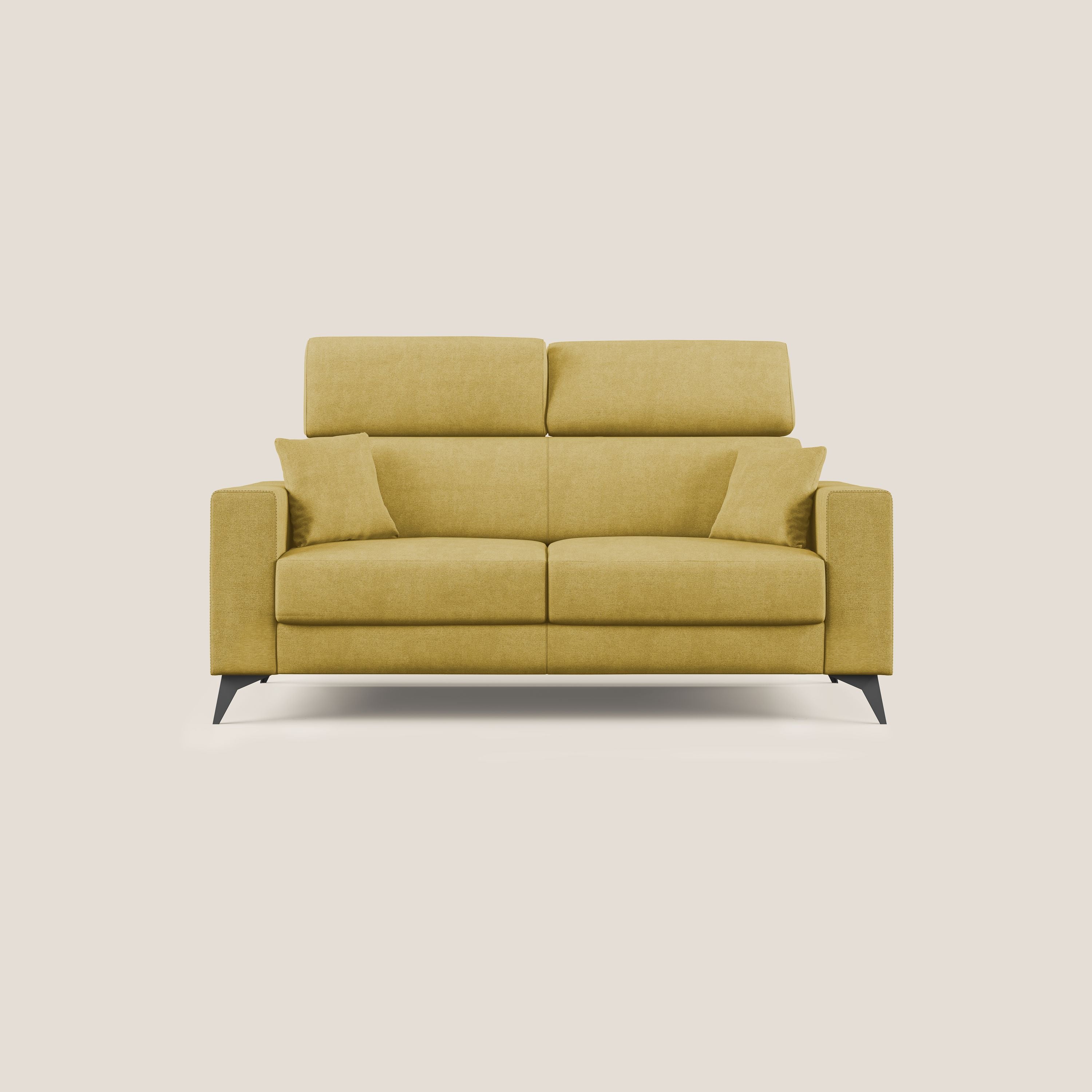 Pegaso divano letto con poggiatesta reclinabili e rivestimento T02 giallo - divani.store