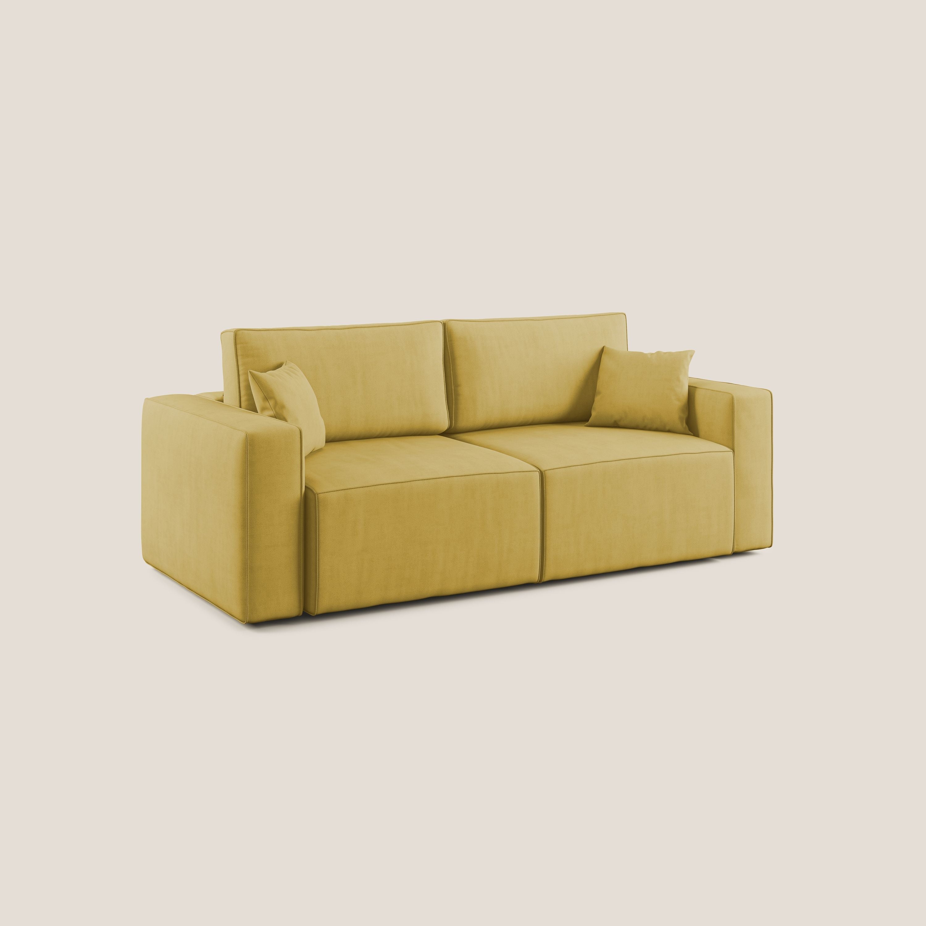 Morfeo divano con sedute estraibili in morbido tessuto impermeabile T02 giallo - divani.store