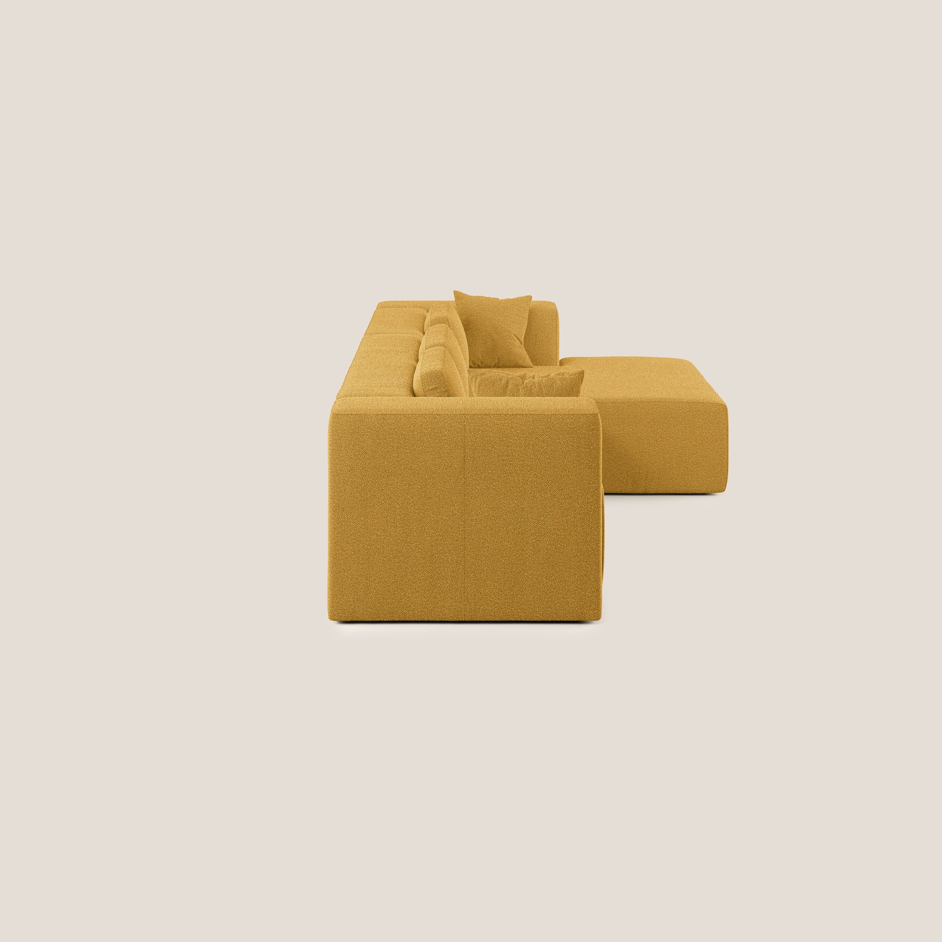 Nettuno divano angolare componibile in morbido tessuto bouclè T07 giallo - divani.store