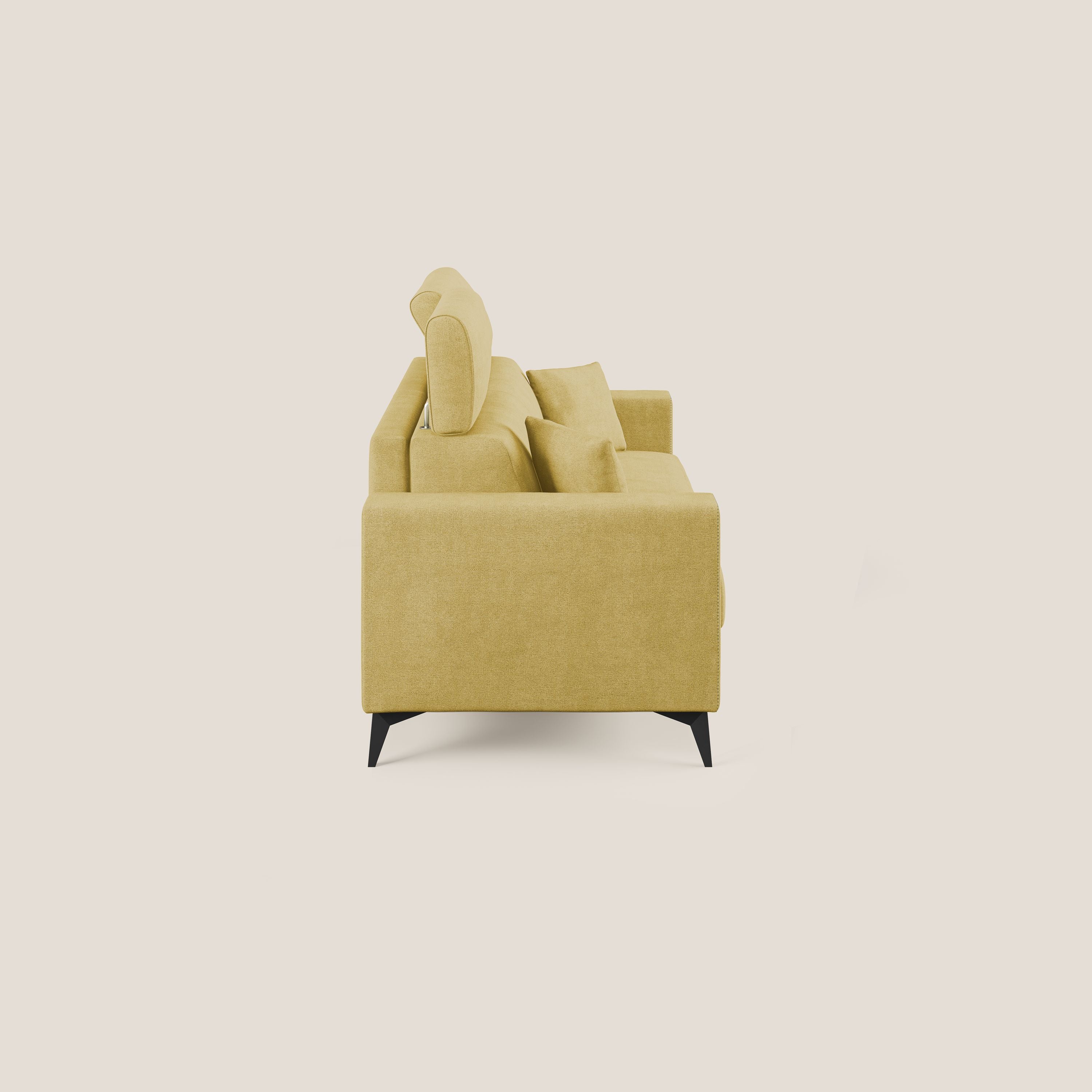 Pegaso divano letto con poggiatesta reclinabili e rivestimento T02 giallo - divani.store
