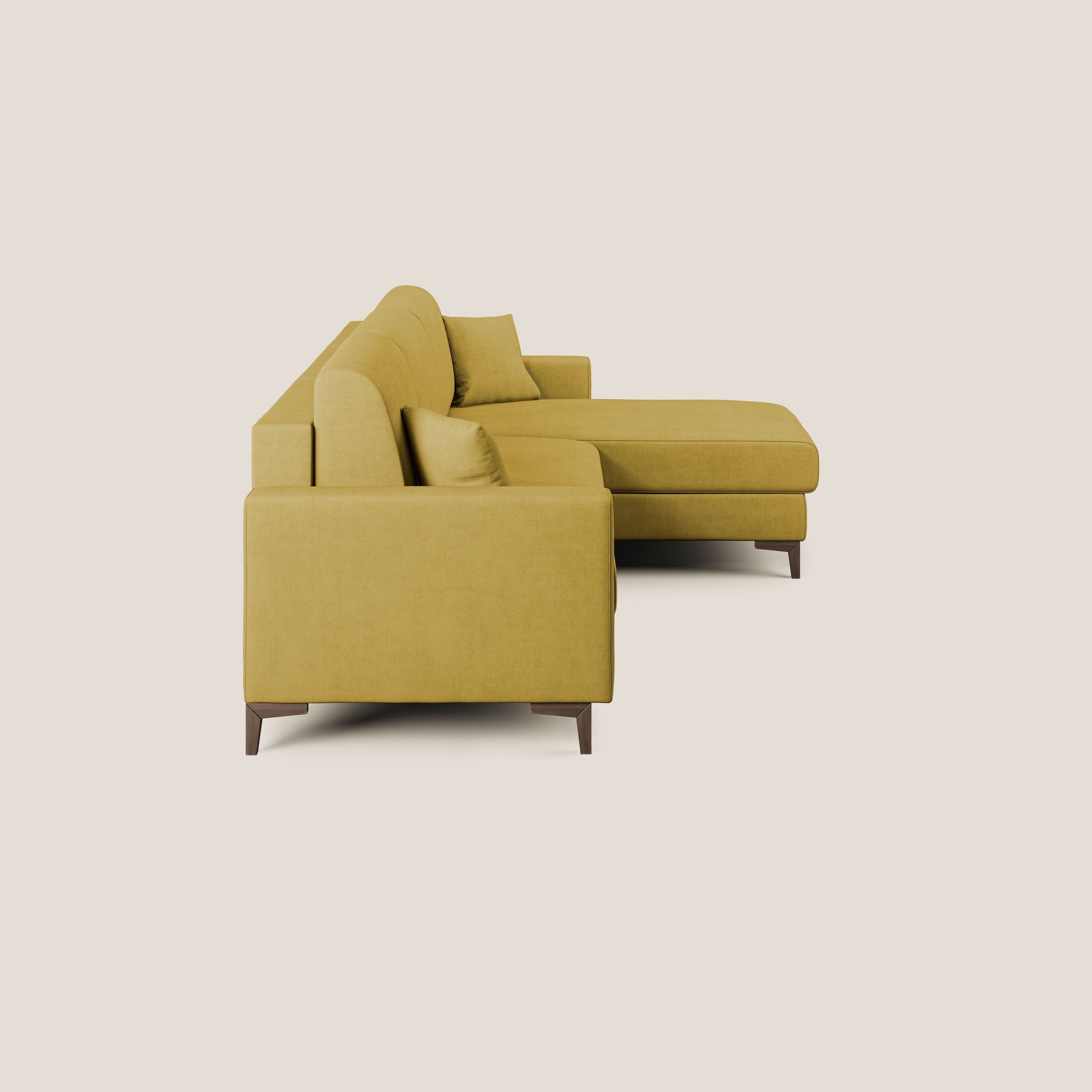 Kafka divano letto angolare in morbido tessuto impermeabile T02 giallo - divani.store