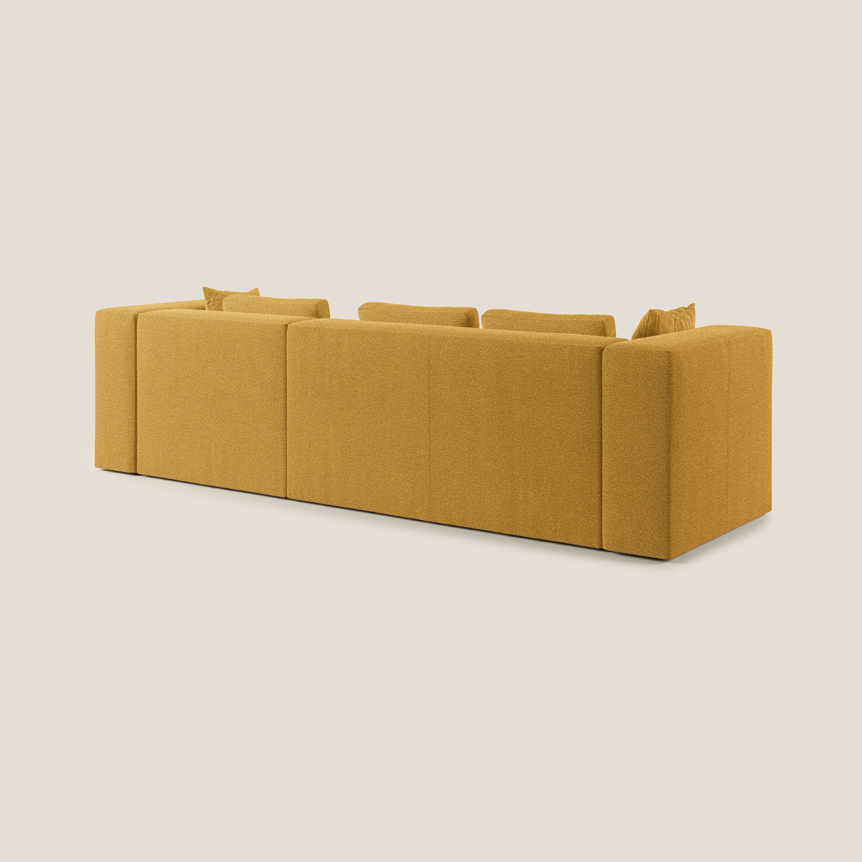 Nettuno divano angolare componibile in morbido tessuto bouclè T07 giallo - divani.store