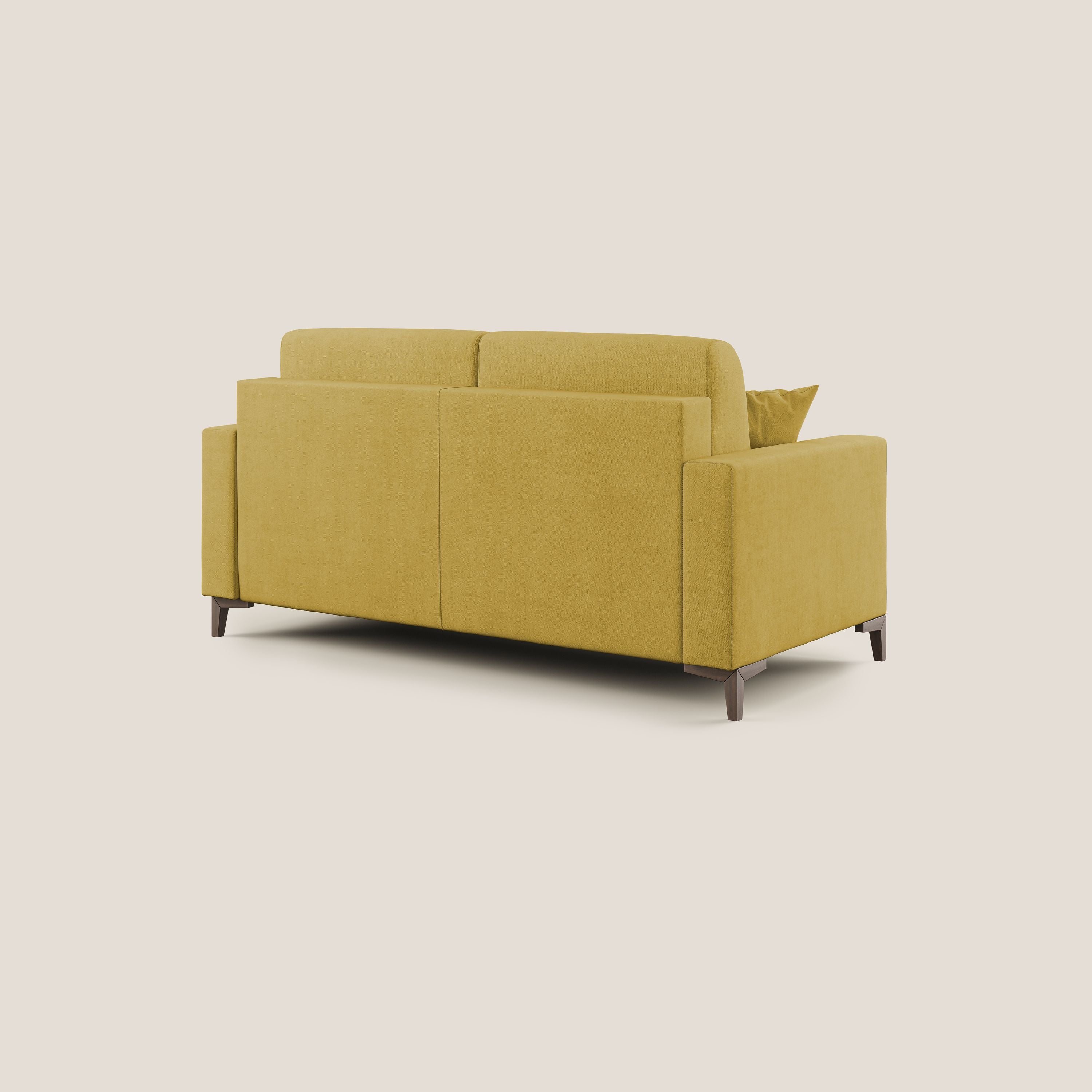 Kafka divano letto matrimoniale in morbido tessuto impermeabile T02 giallo - divani.store