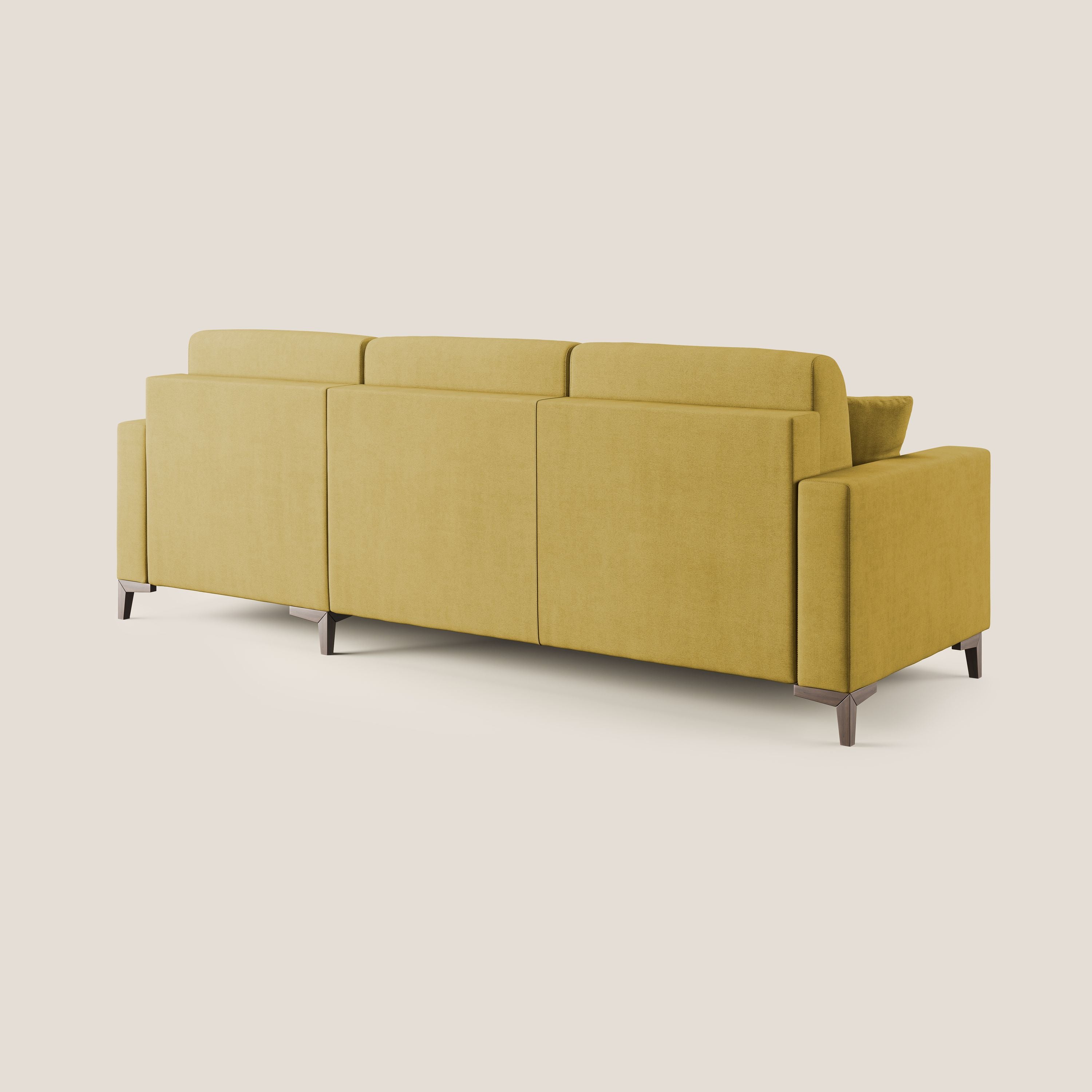 Kafka divano letto angolare in morbido tessuto impermeabile T02 giallo - divani.store