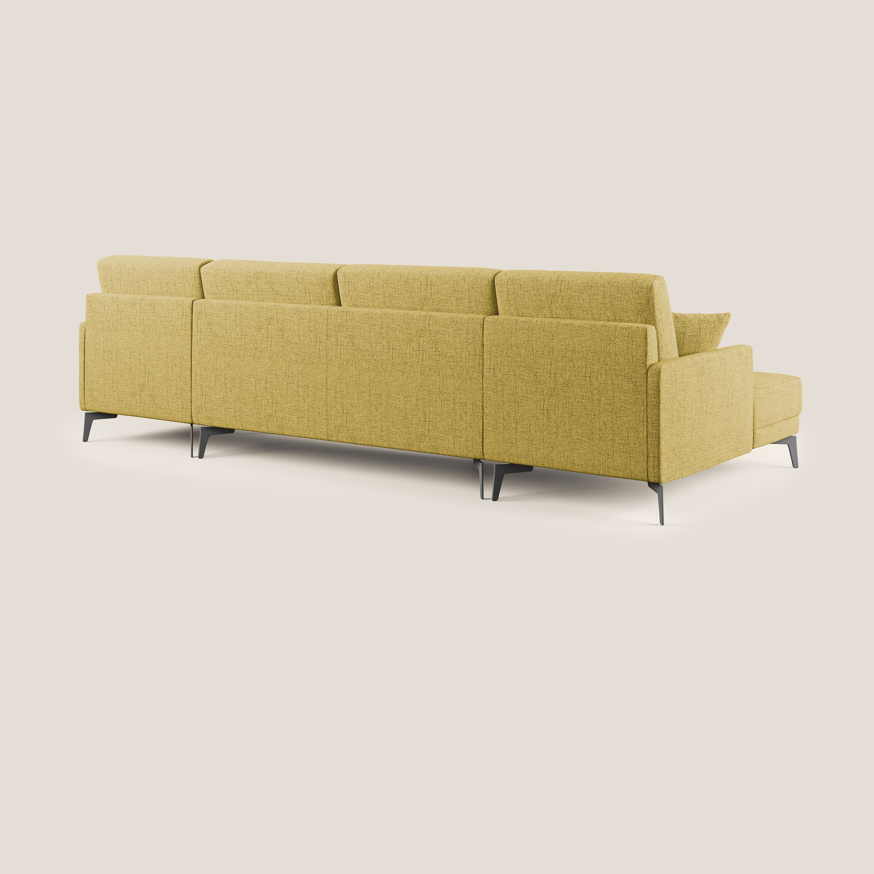 Saturno divano panoramico moderno in tessuto morbido impermeabile T03 giallo - divani.store