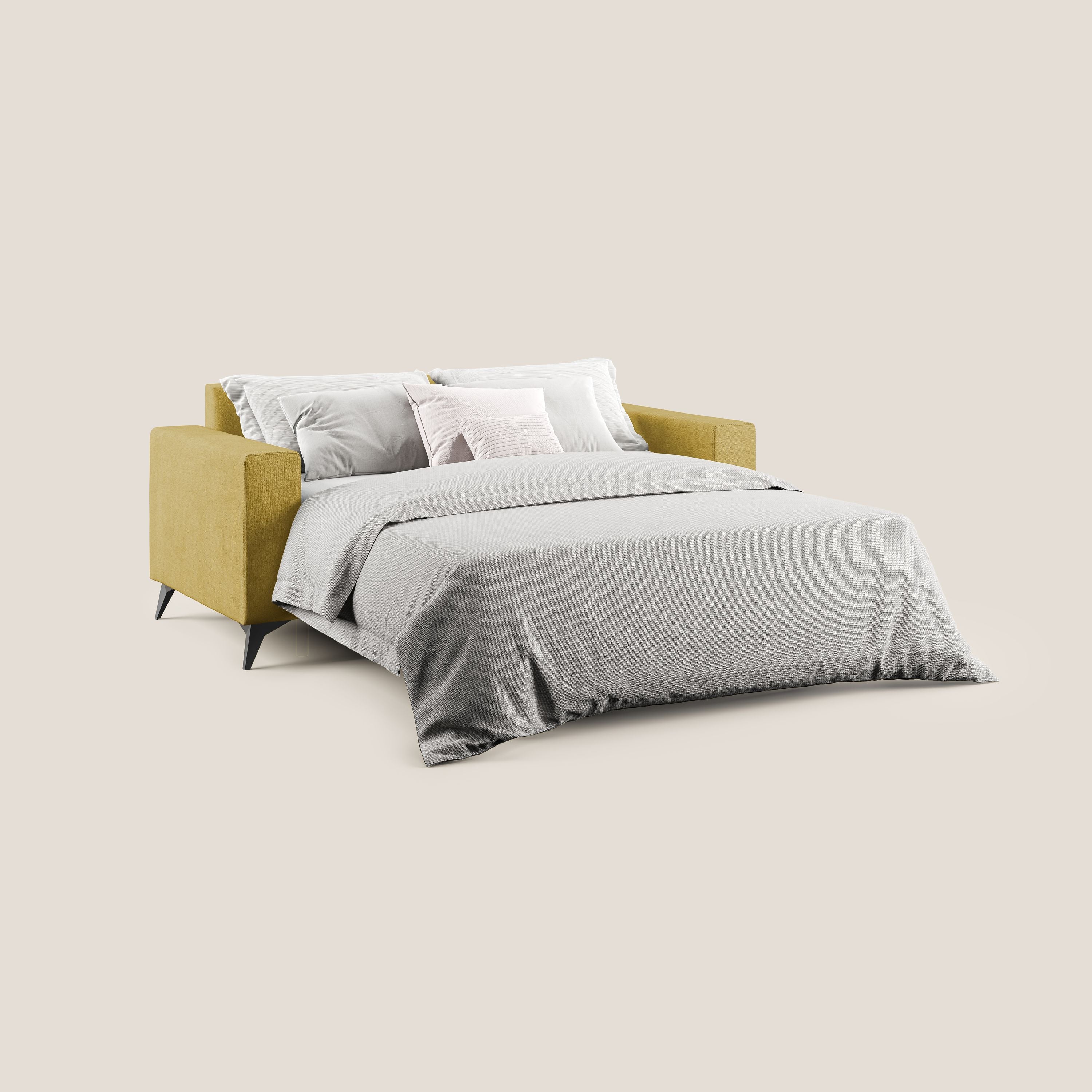 Pegaso divano letto con poggiatesta reclinabili e rivestimento T02 giallo - divani.store