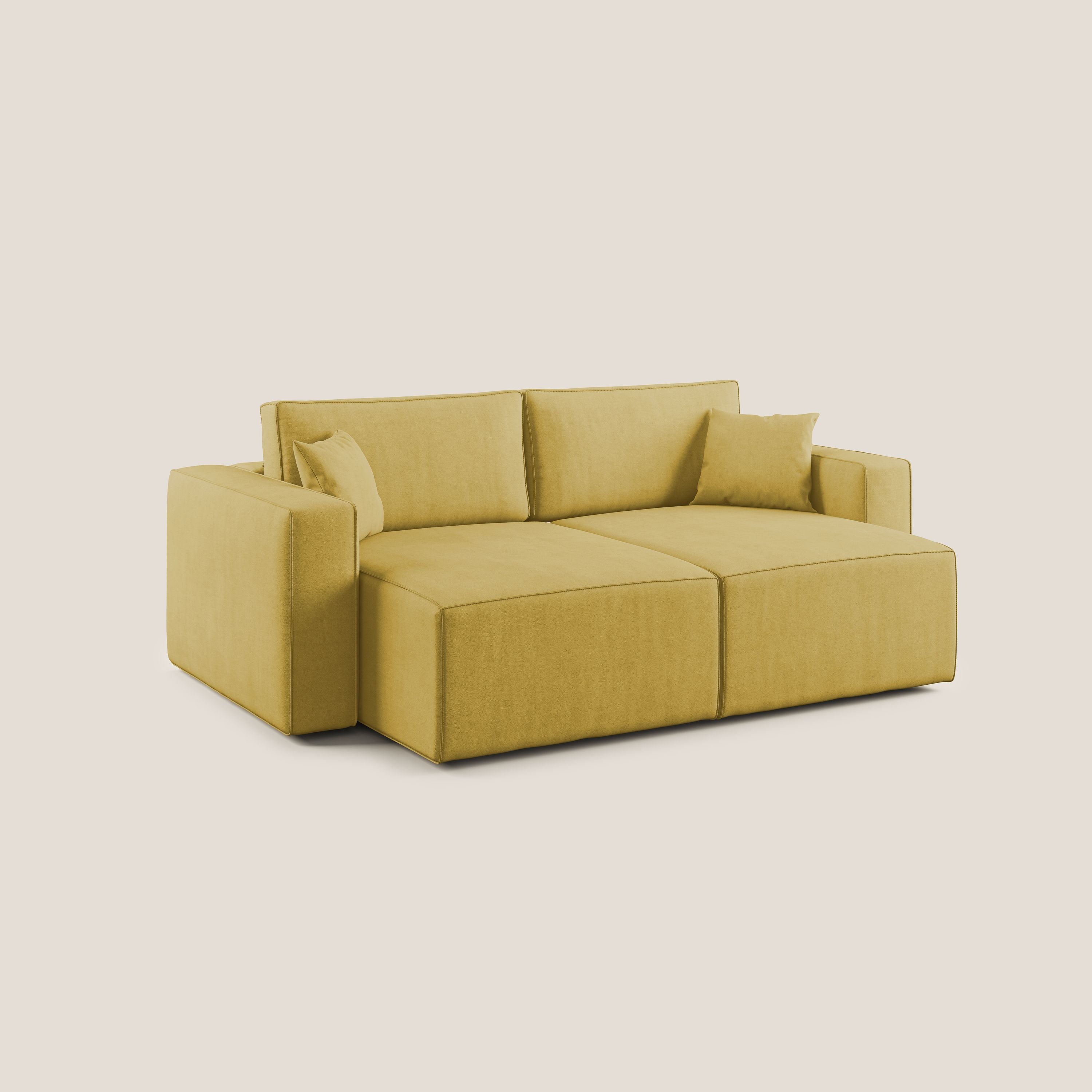Morfeo divano con sedute estraibili in morbido tessuto impermeabile T02 giallo - divani.store