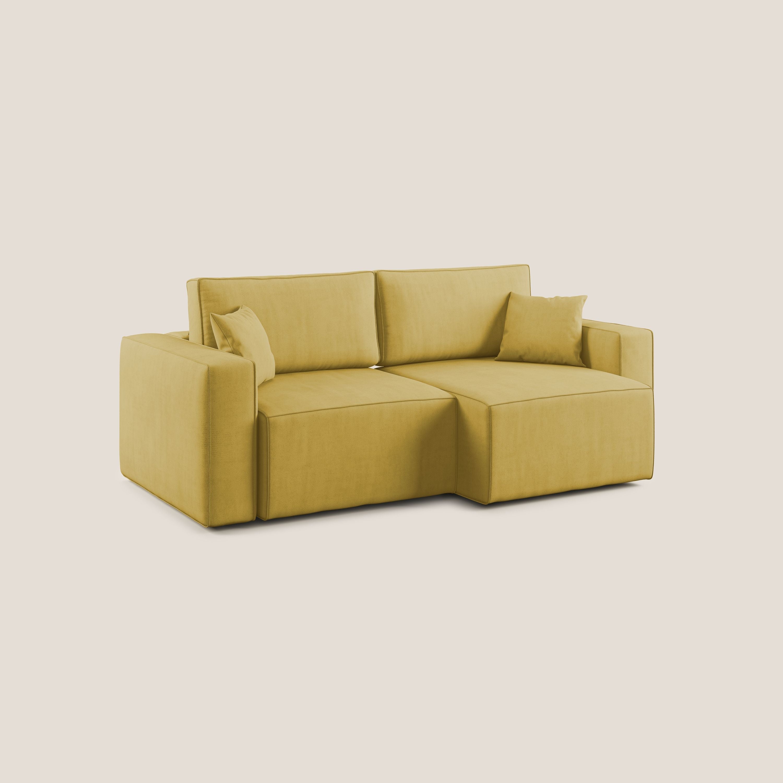 Morfeo divano con sedute estraibili in morbido tessuto impermeabile T02 giallo - divani.store