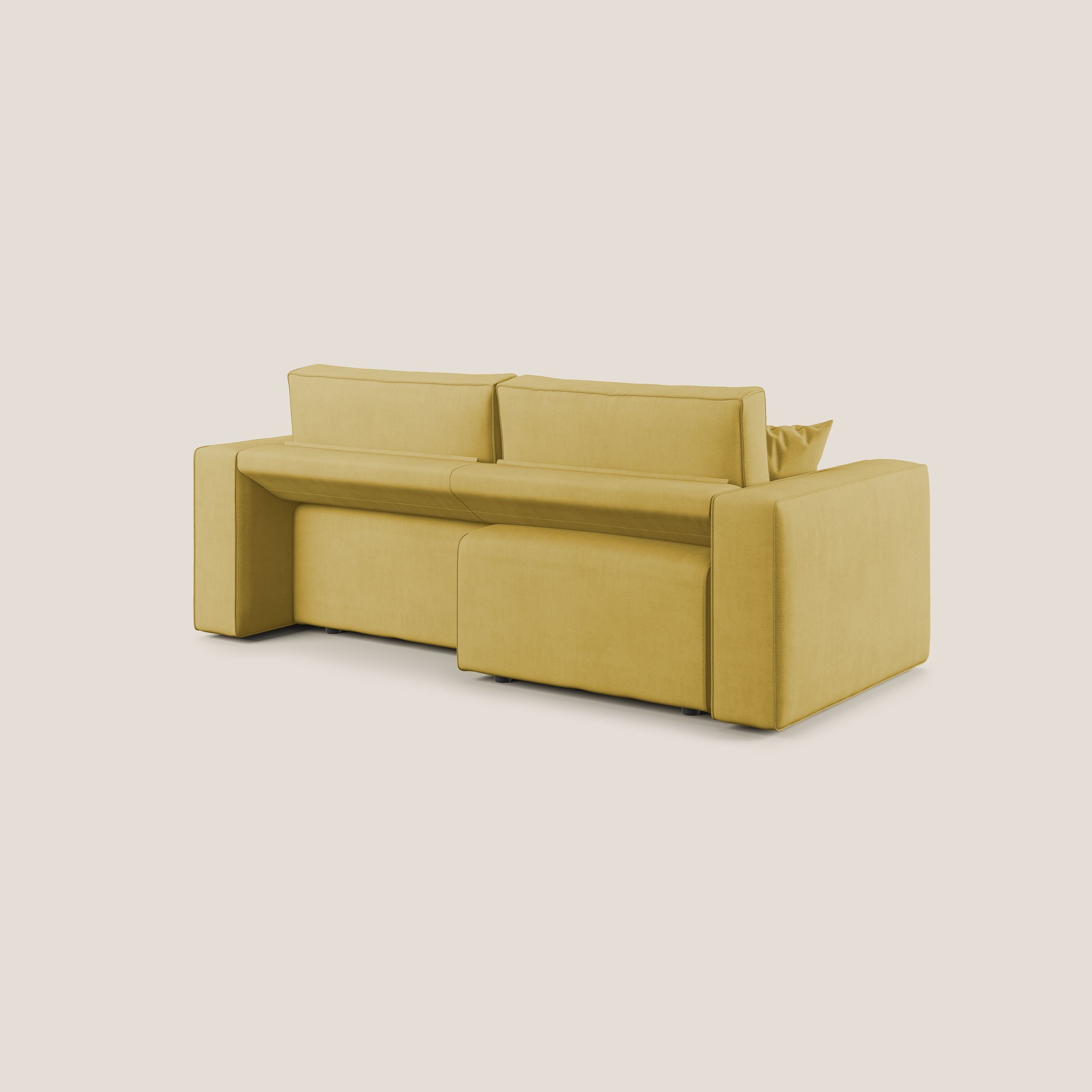 Morfeo divano con sedute estraibili in morbido tessuto impermeabile T02 giallo - divani.store