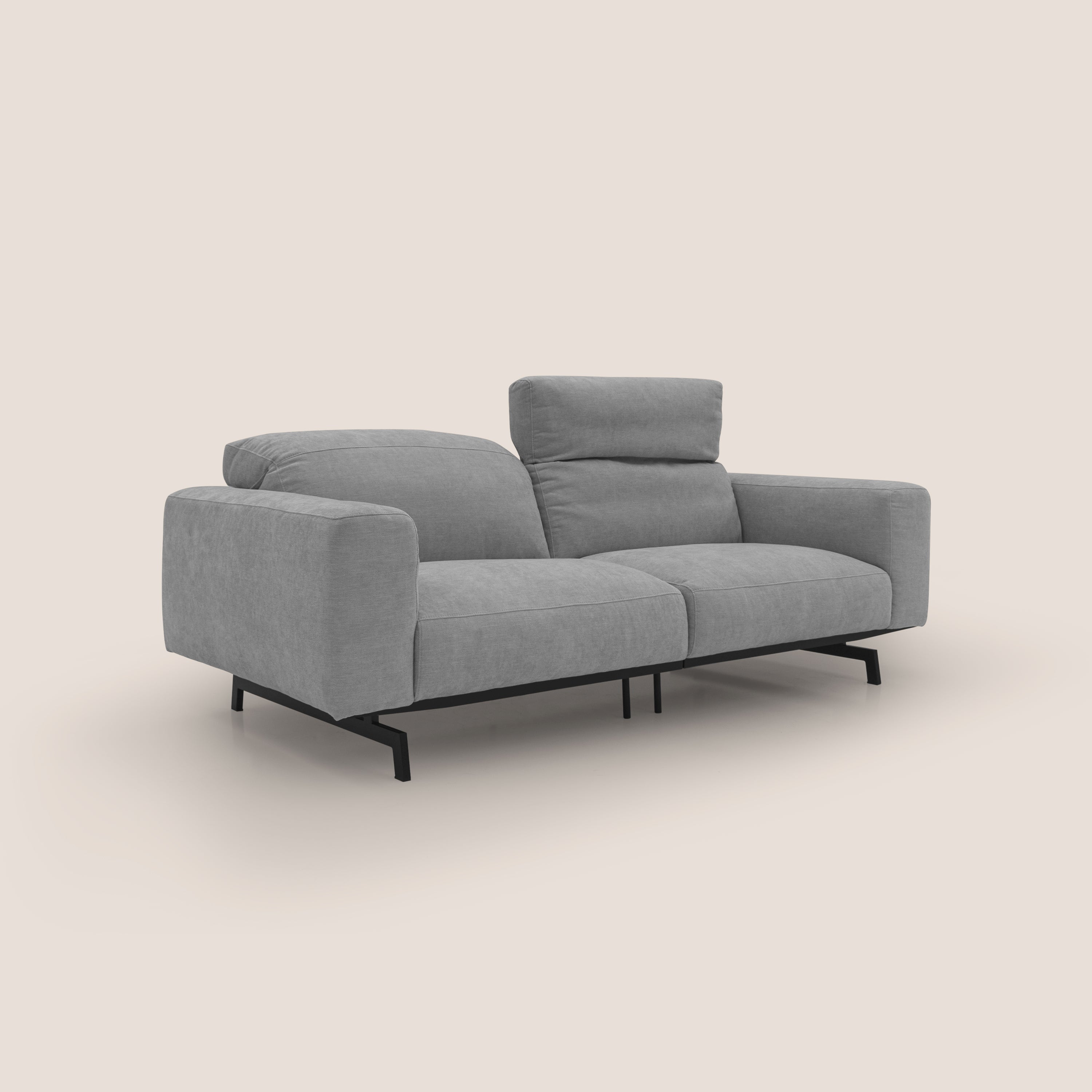 Sakura divano in piuma d'oca modulare componibile in morbido tessuto fiammato impermeabile T14 grigio chiaro - divani.store