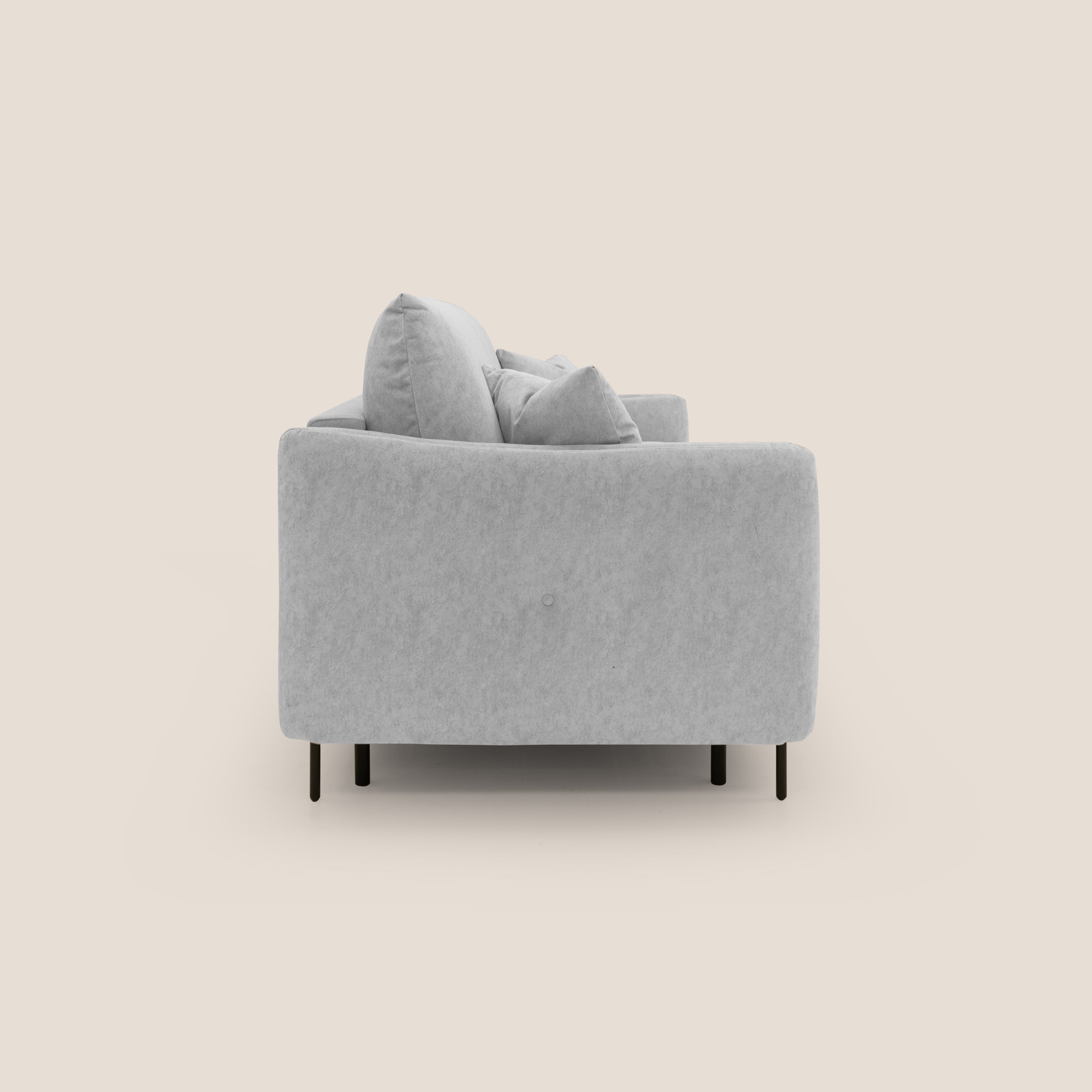 Gregory Divano letto con materasso h18 cm in microfibra effetto velluto impermeabile T09 grigio chiaro - divani.store