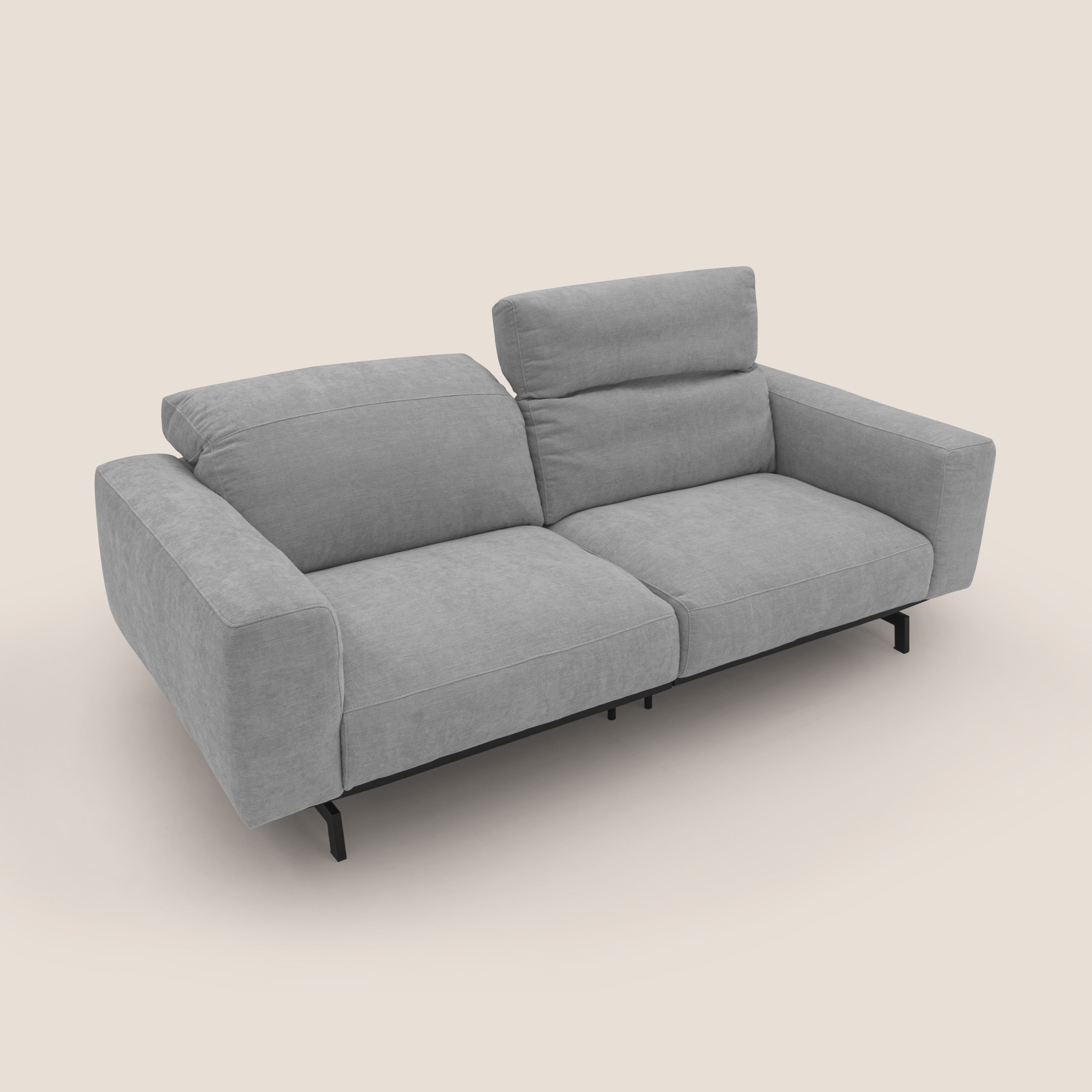 Sakura divano in piuma d'oca modulare componibile in morbido tessuto fiammato impermeabile T14 grigio chiaro - divani.store