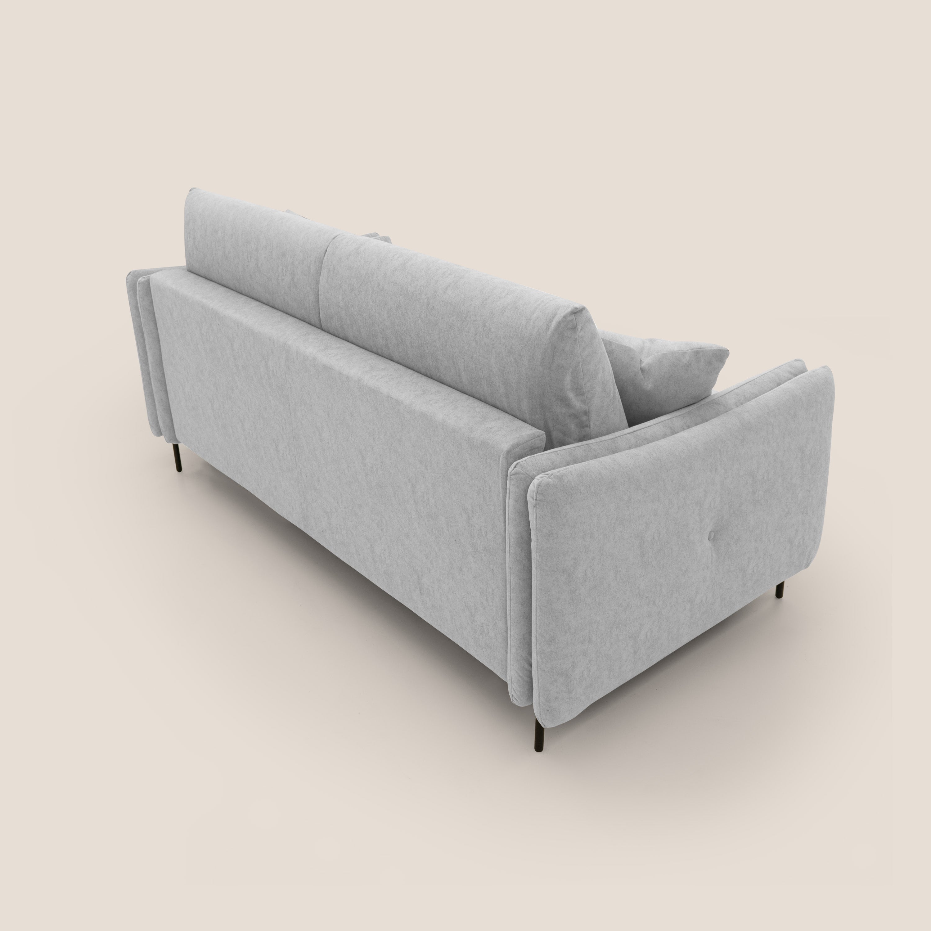 Gregory Divano letto con materasso h18 cm in microfibra effetto velluto impermeabile T09 grigio chiaro - divani.store