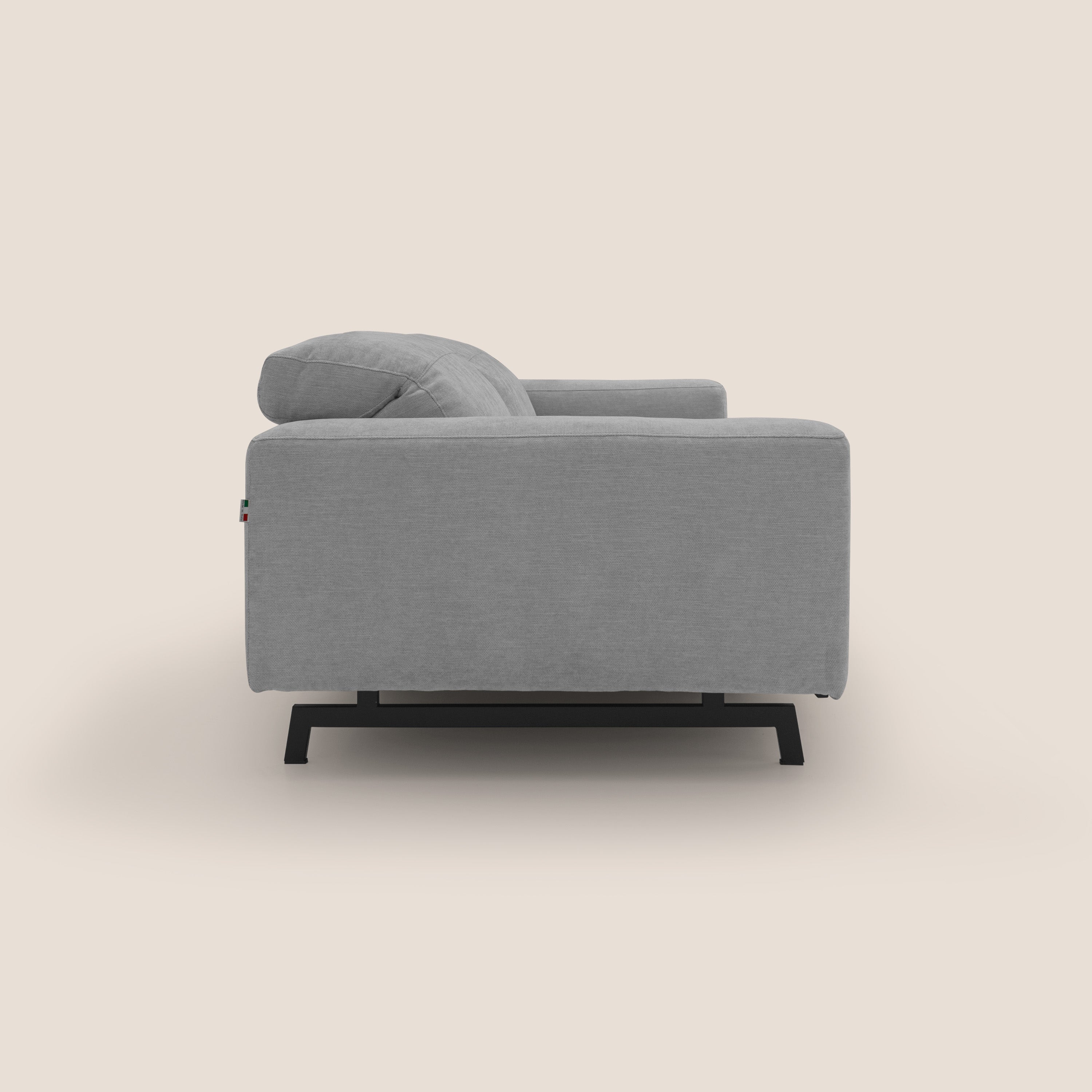 Sakura divano in piuma d'oca modulare componibile in morbido tessuto fiammato impermeabile T14 grigio chiaro - divani.store