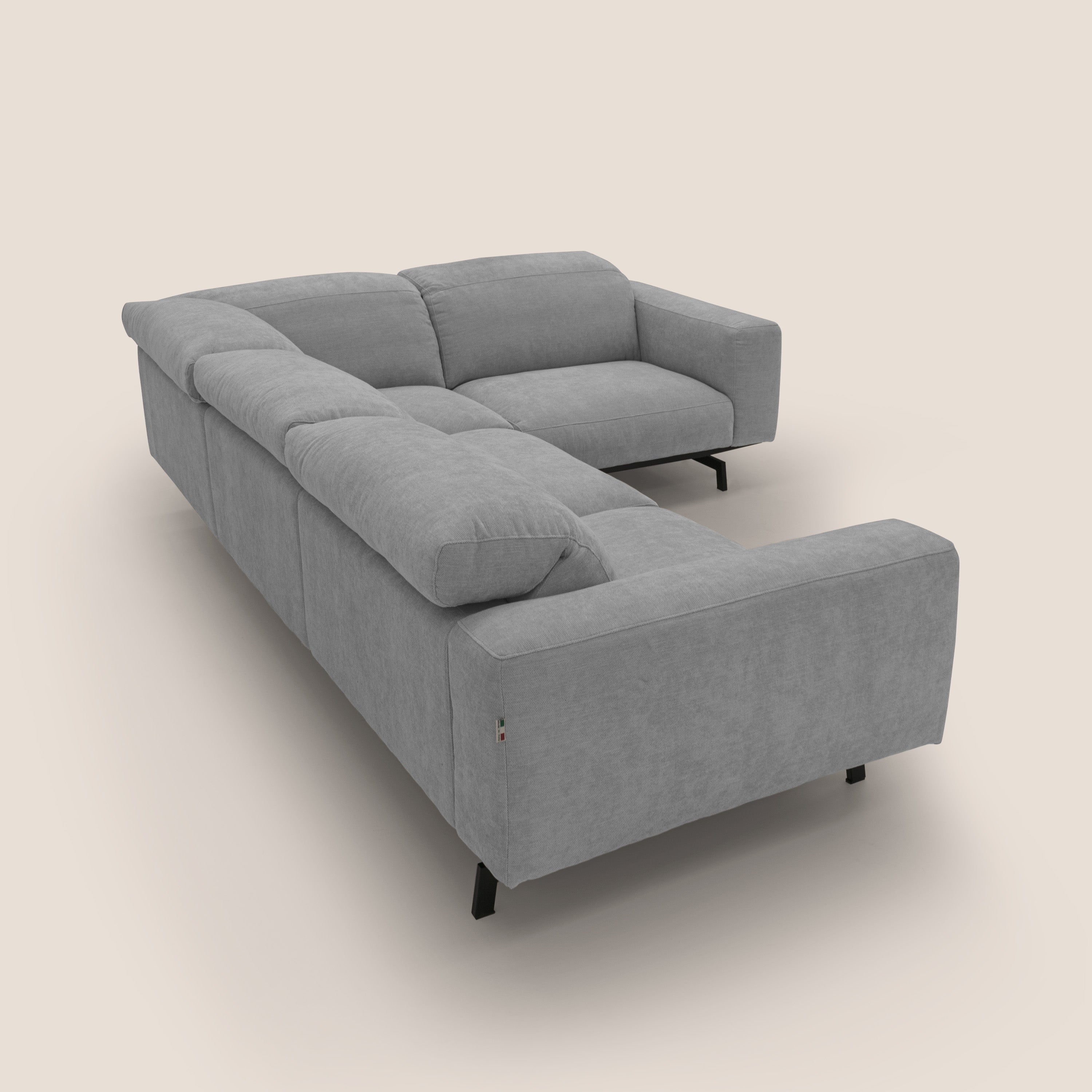 Sakura Canapé d'angle RÉVERSIBLE et modulable en tissu doux et imperméable T14 gris clair