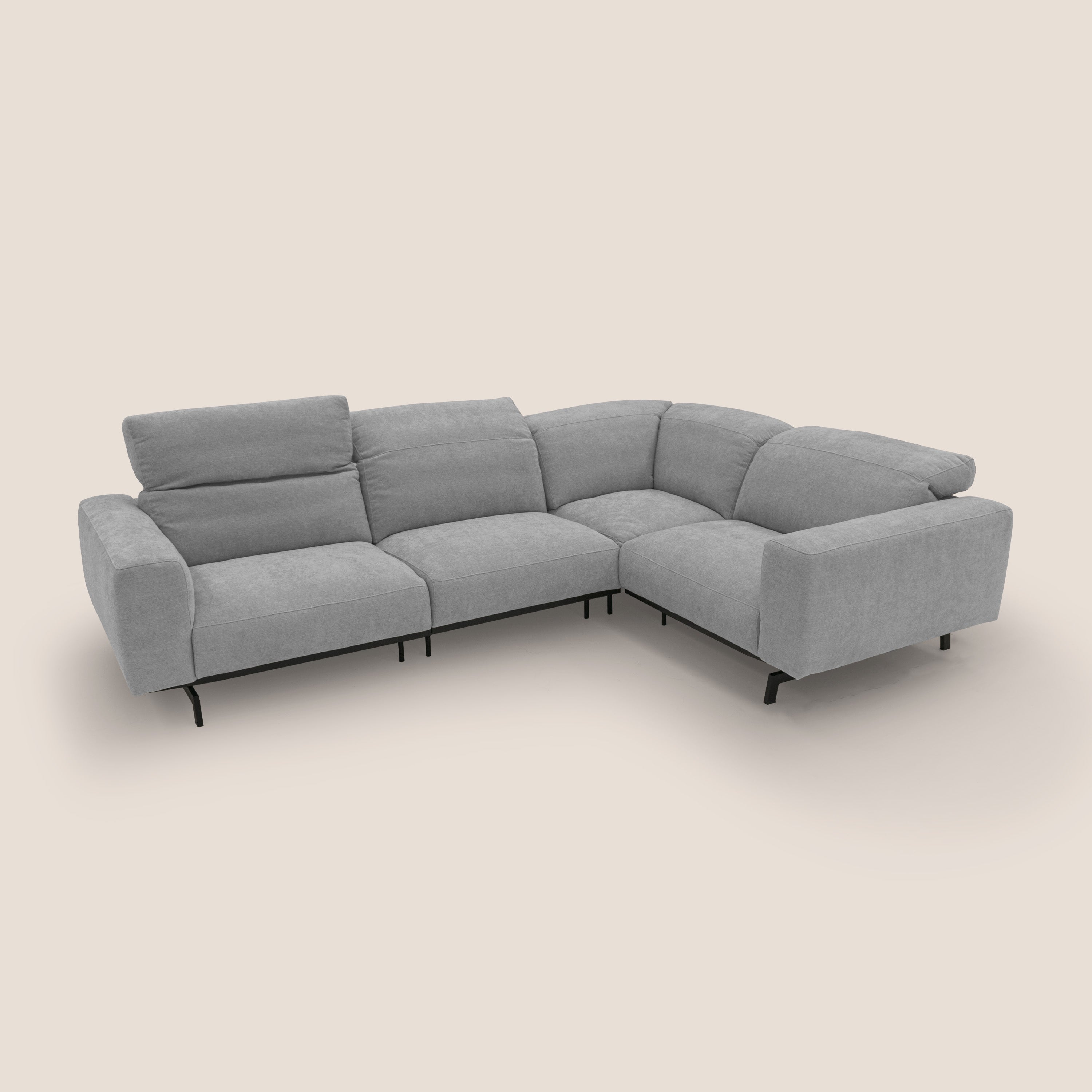 Sakura Canapé d'angle RÉVERSIBLE et modulable en tissu doux et imperméable T14 gris clair
