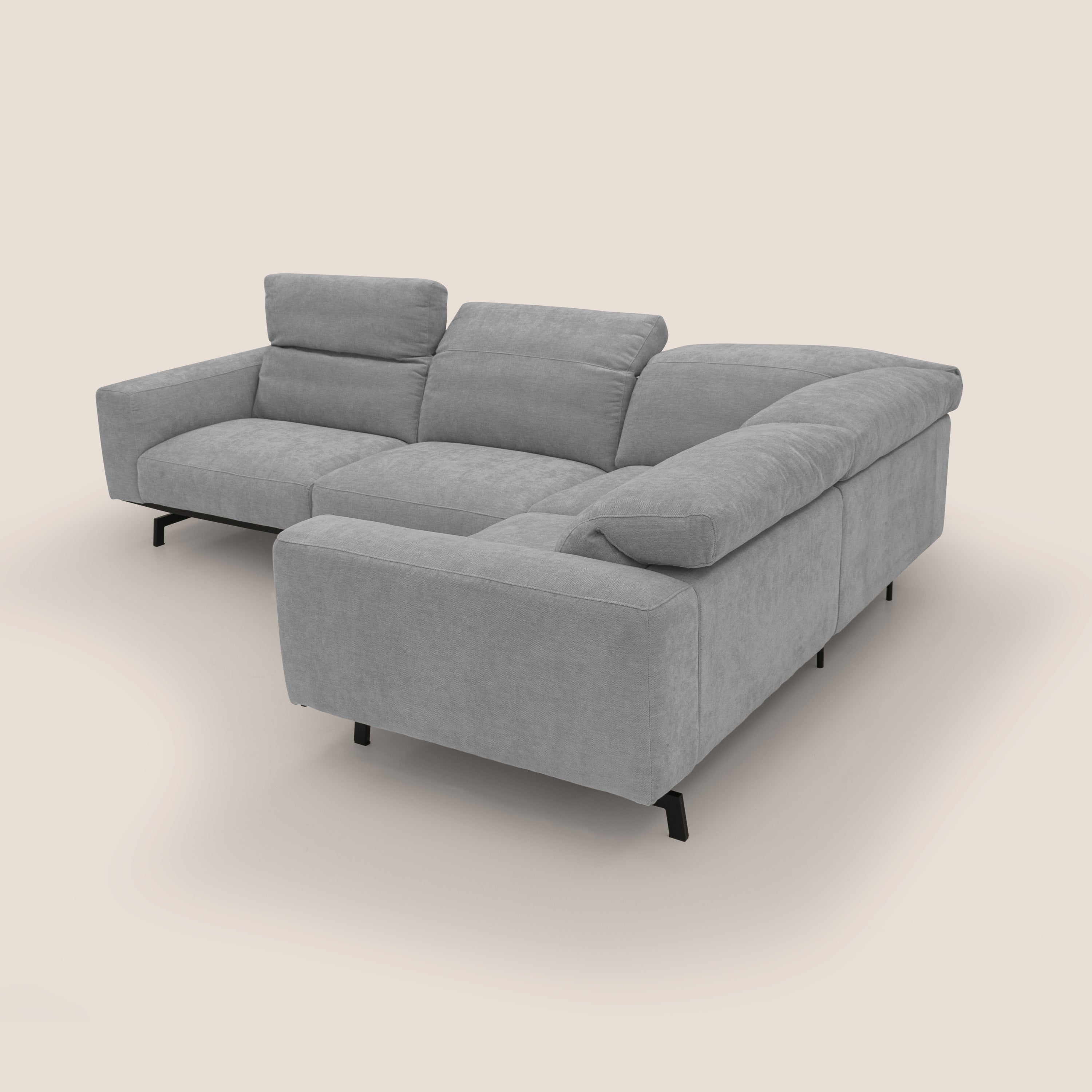 Sakura Canapé d'angle RÉVERSIBLE et modulable en tissu doux et imperméable T14 gris clair
