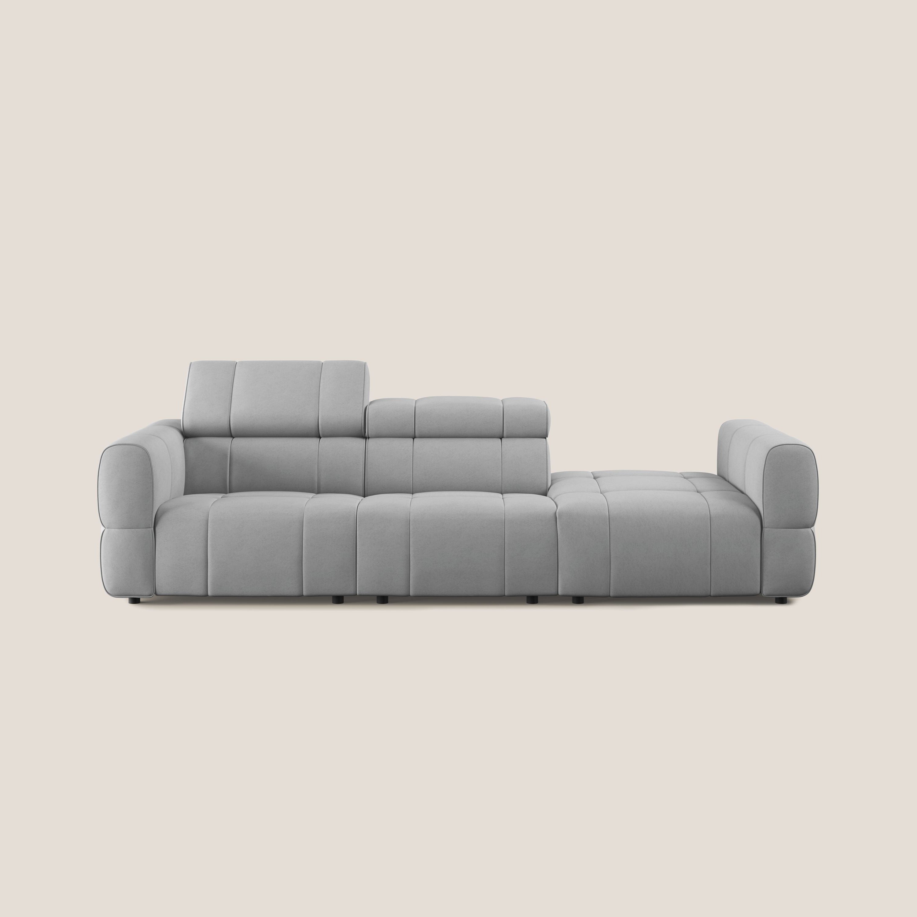 Giotto Divano con terminale e opzione relax elettrico in microfibra effetto velluto impermeabile T09 - divani.store