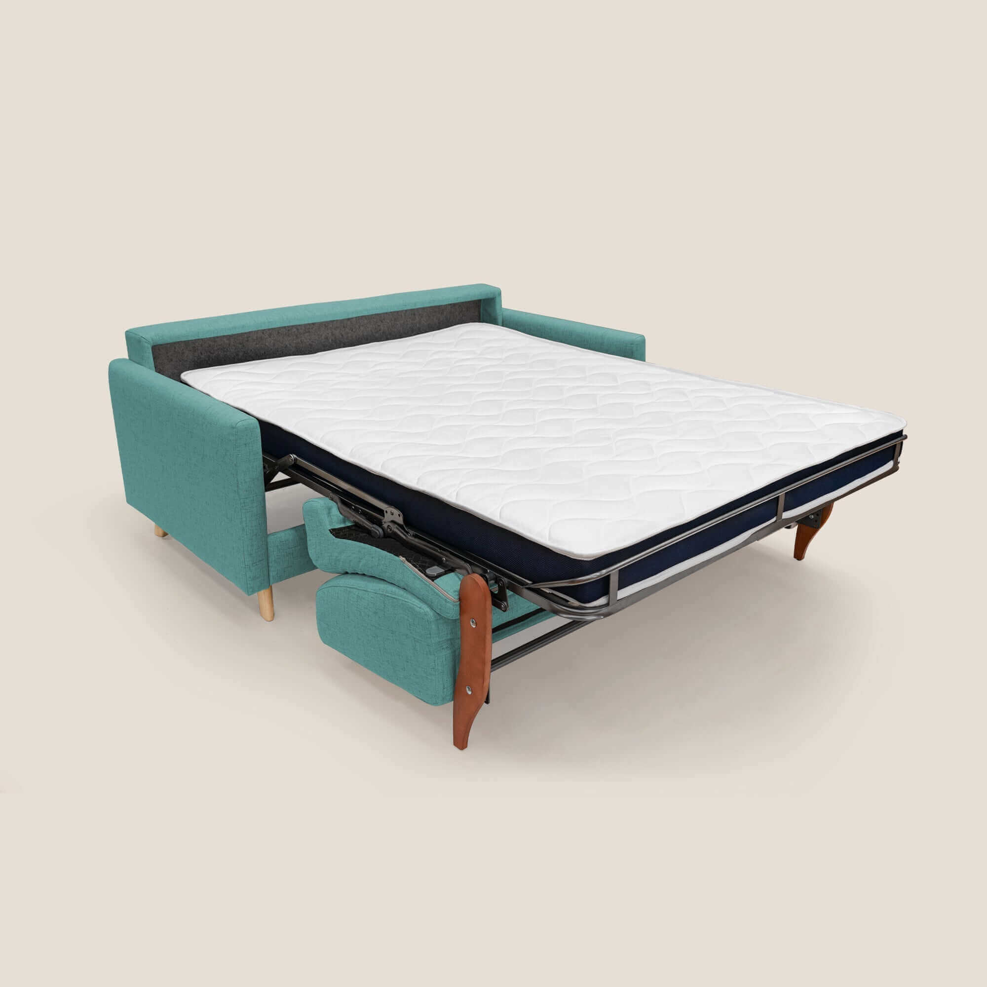 Edgar divano letto matrimoniale in tessuto felis impermeabile T03 verde acqua - divani.store