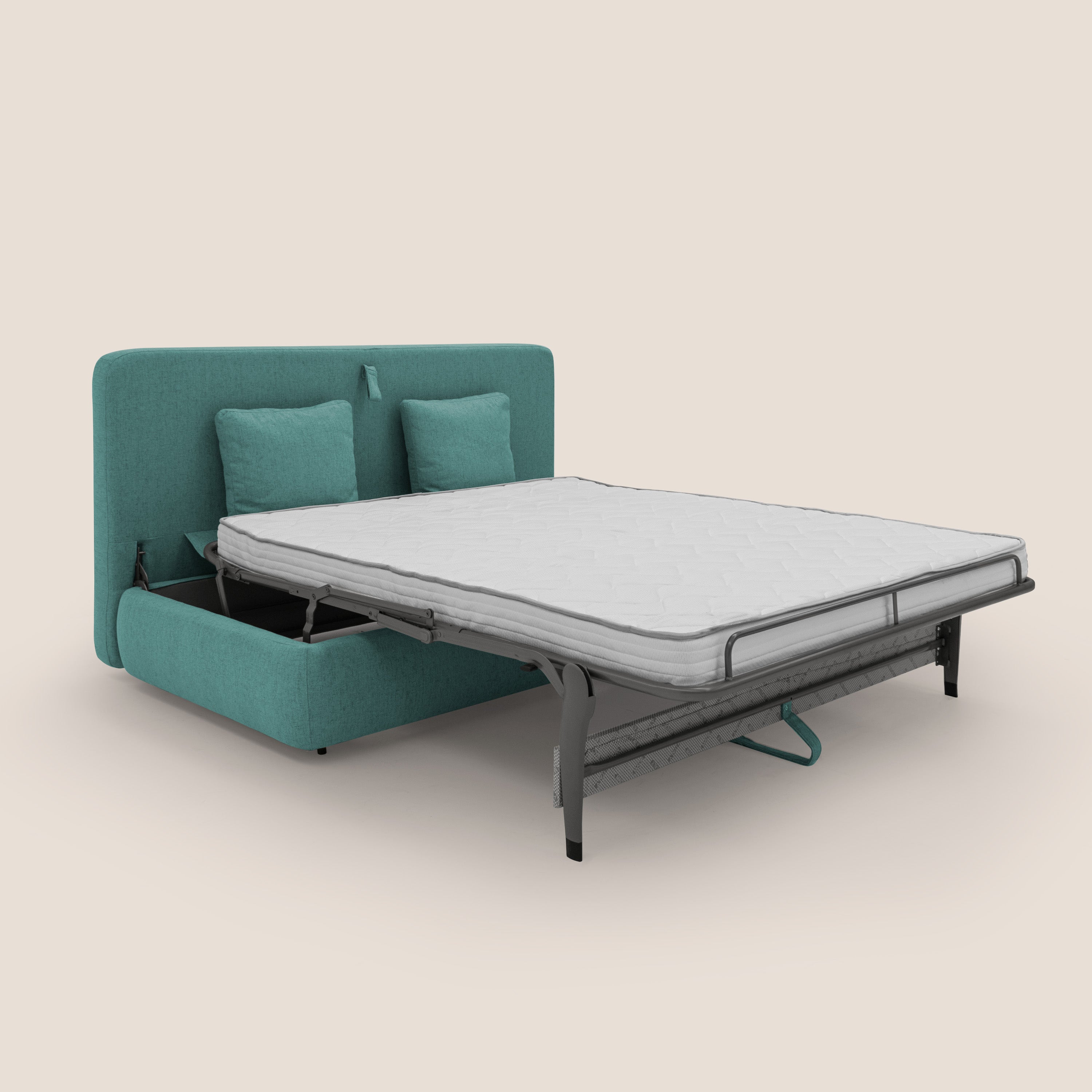 Gransasso Divano letto matrimoniale dal DESIGN innovativo in tessuto impermeabile T03 verde acqua - divani.store