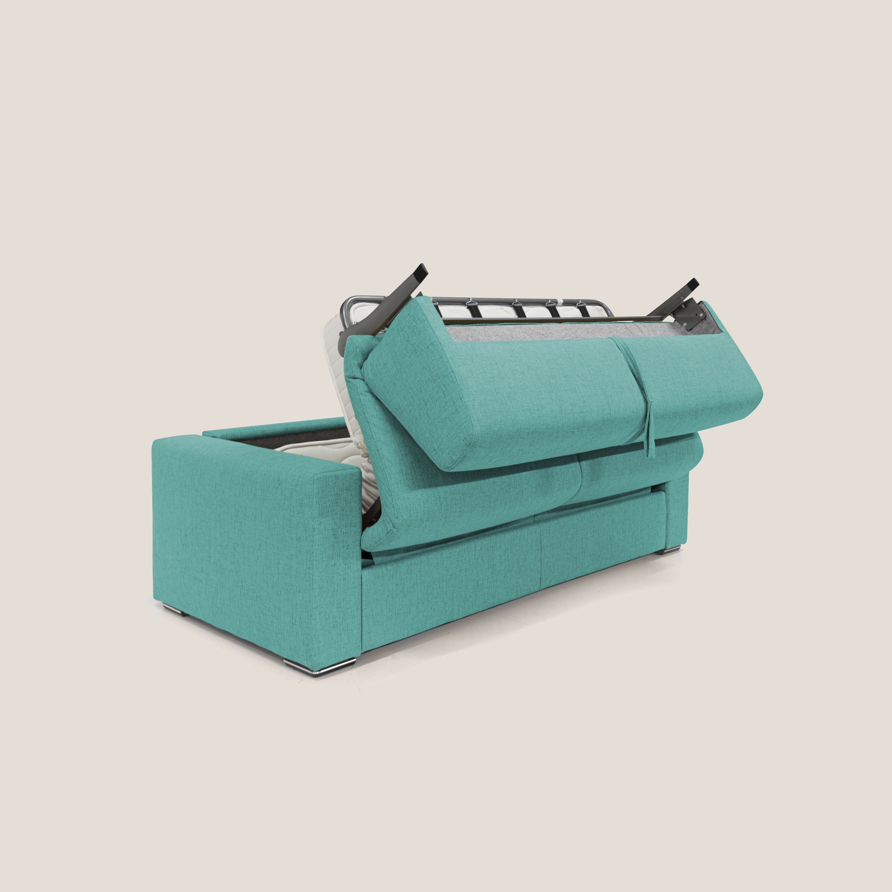 Nixon Divano letto matrimoniale con materasso 20 cm in tessuto impermeabile T03 verde acqua - divani.store