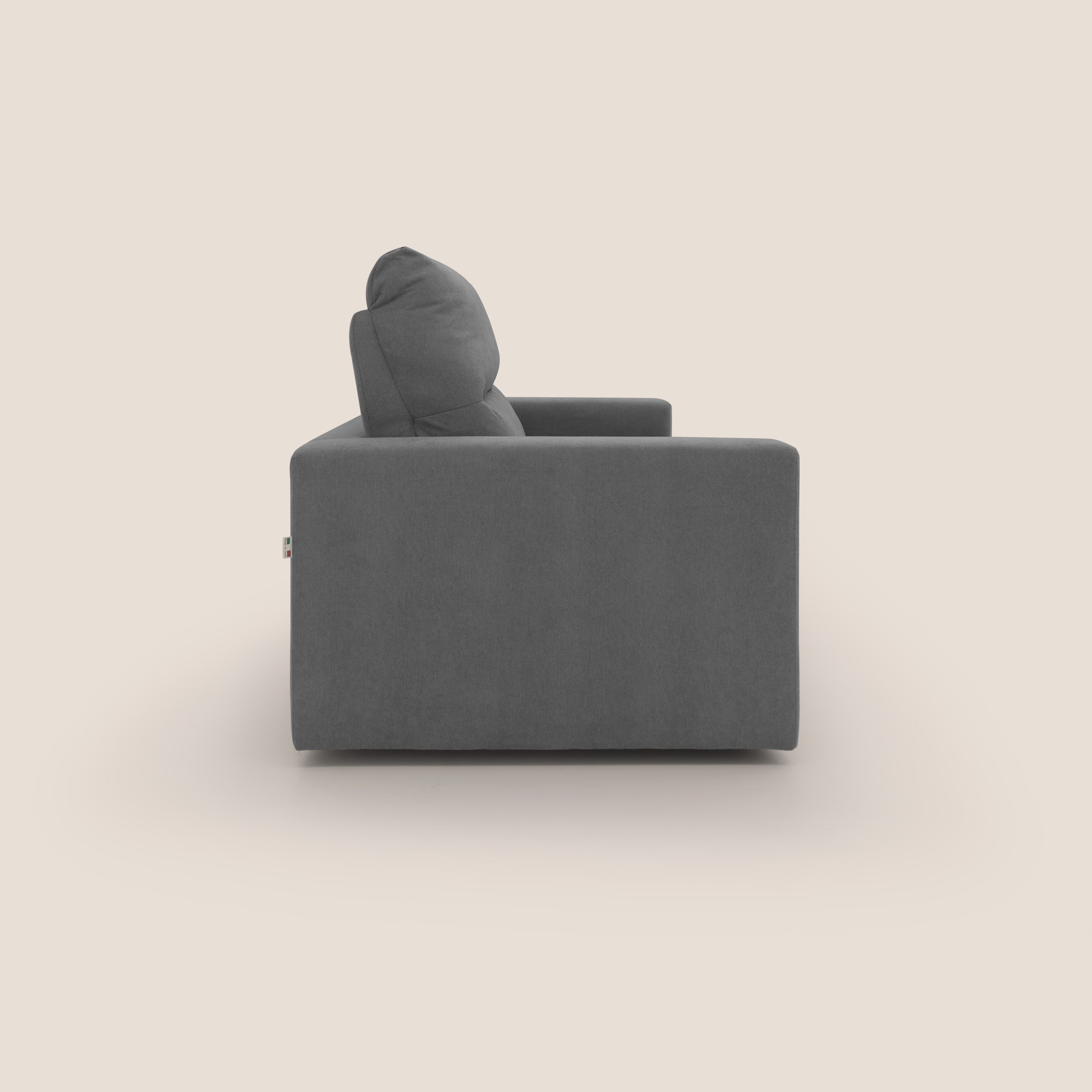 Paloma divano letto con materasso alto 18 cm con Aloe Vera in tessuto impermeabile grigio - divani.store