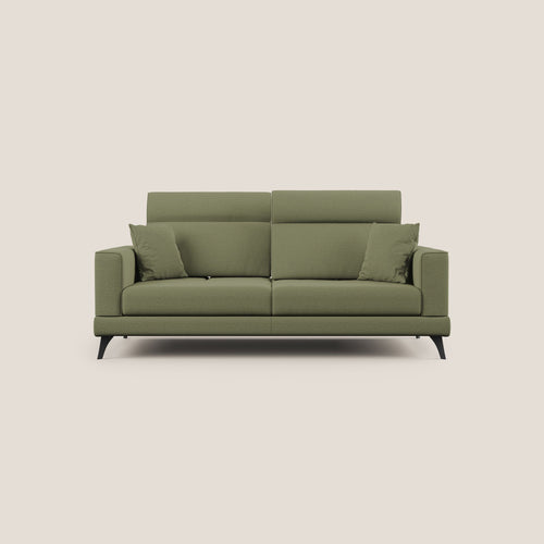 Slide Divano con schienali traslanti e poggiatesta in tessuto simil cotone impermeabile T19 verde - divani.store