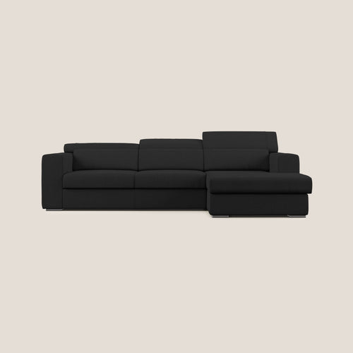 Vegas divano angolare con poggiatesta reclinabili in microfibra impermeabile T11 nero - divani.store