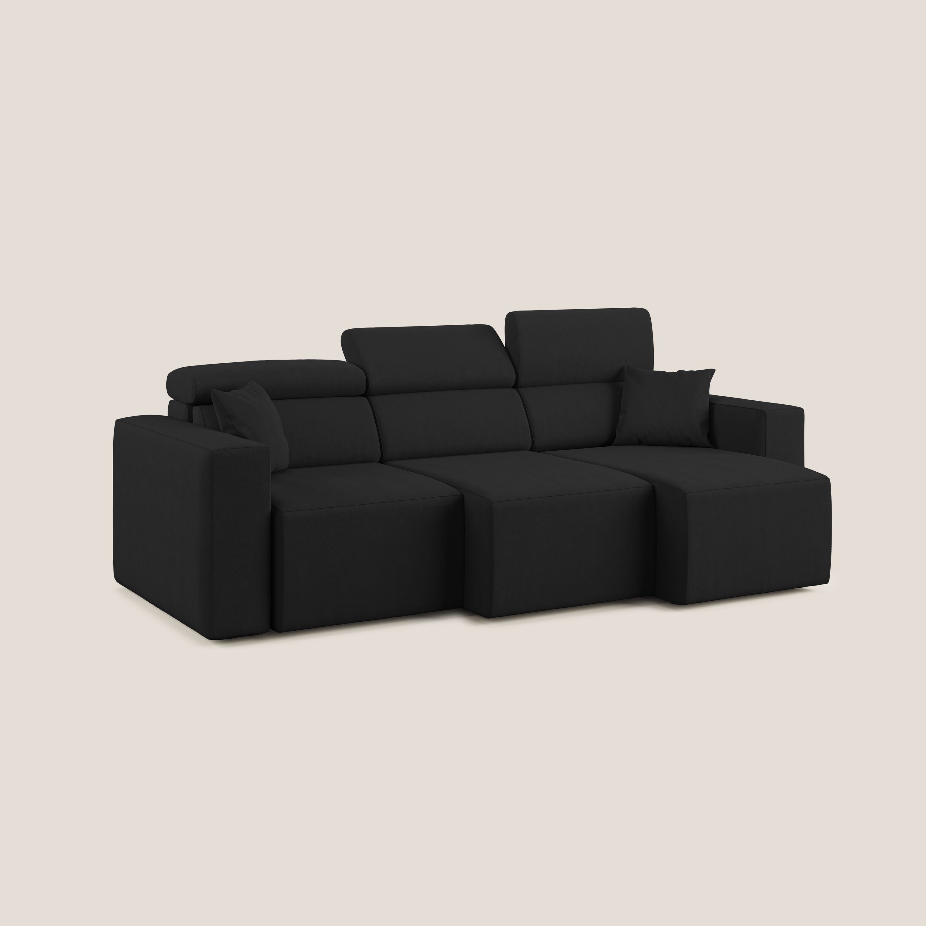Orwell divano con 3 sedute estraibili in microfibra smacchiabile T11 nero - divani.store