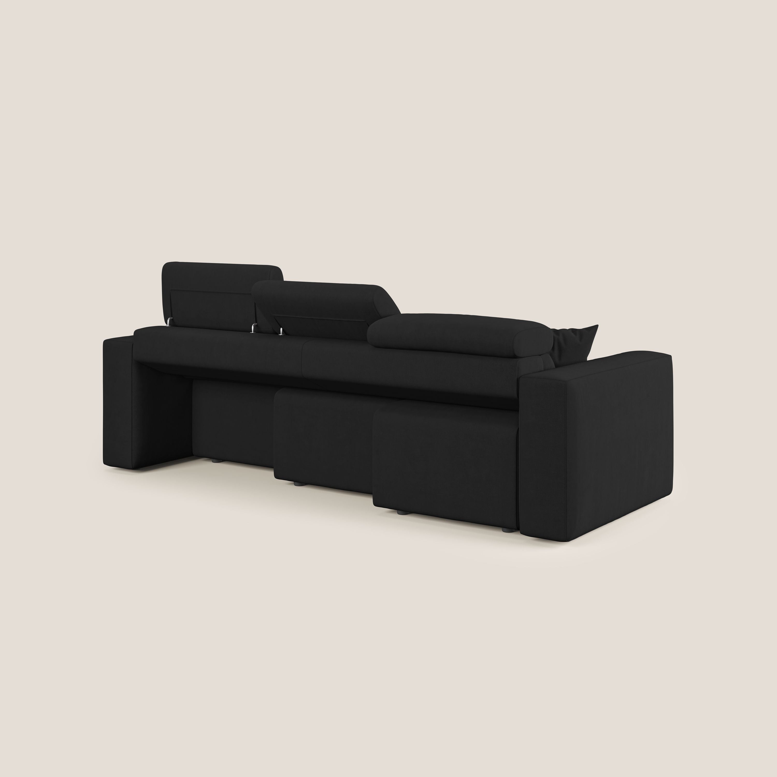 Orwell divano con 3 sedute estraibili in microfibra smacchiabile T11 nero - divani.store