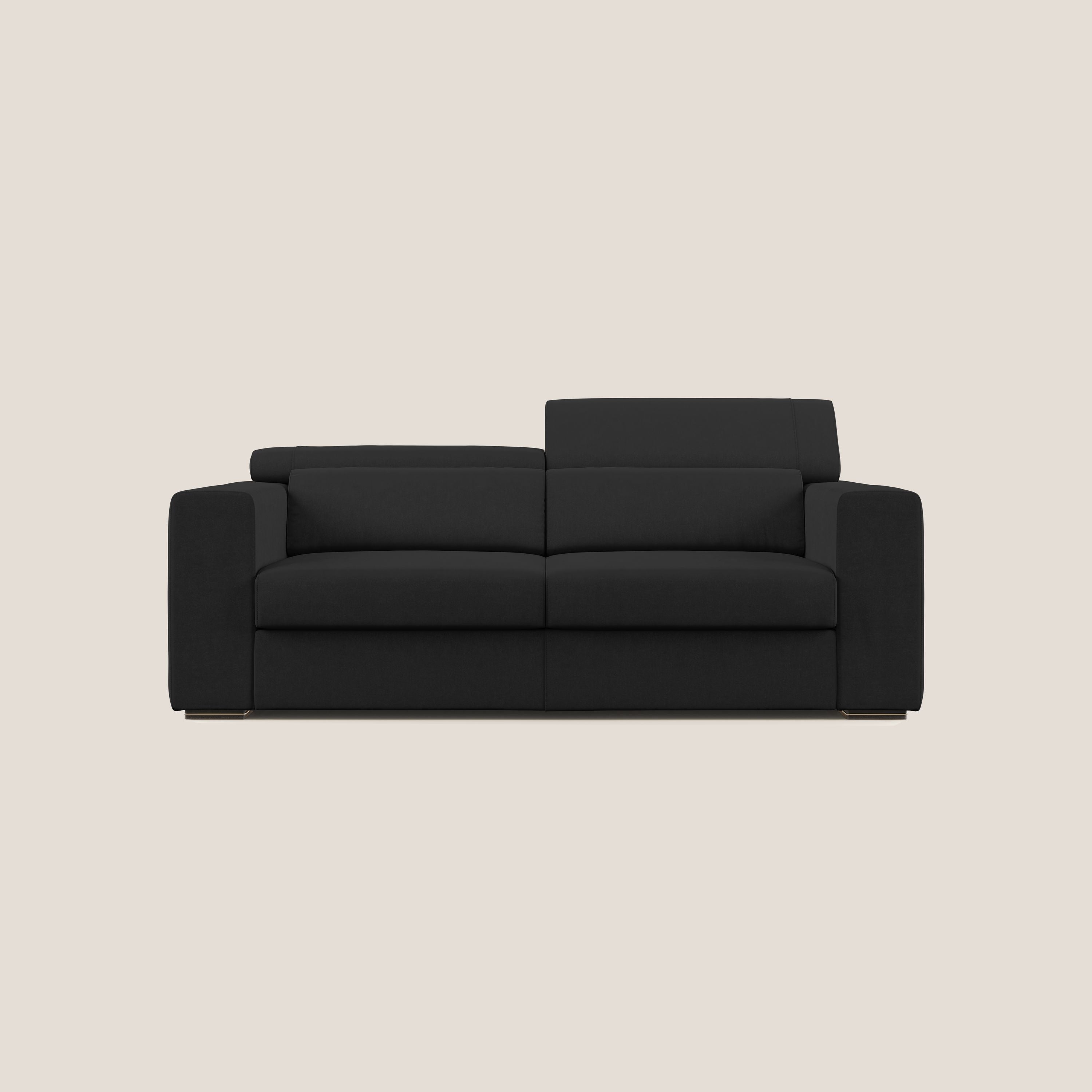 Vegas divano con poggiatesta reclinabili in microfibra smacchiabile T11 nero - divani.store