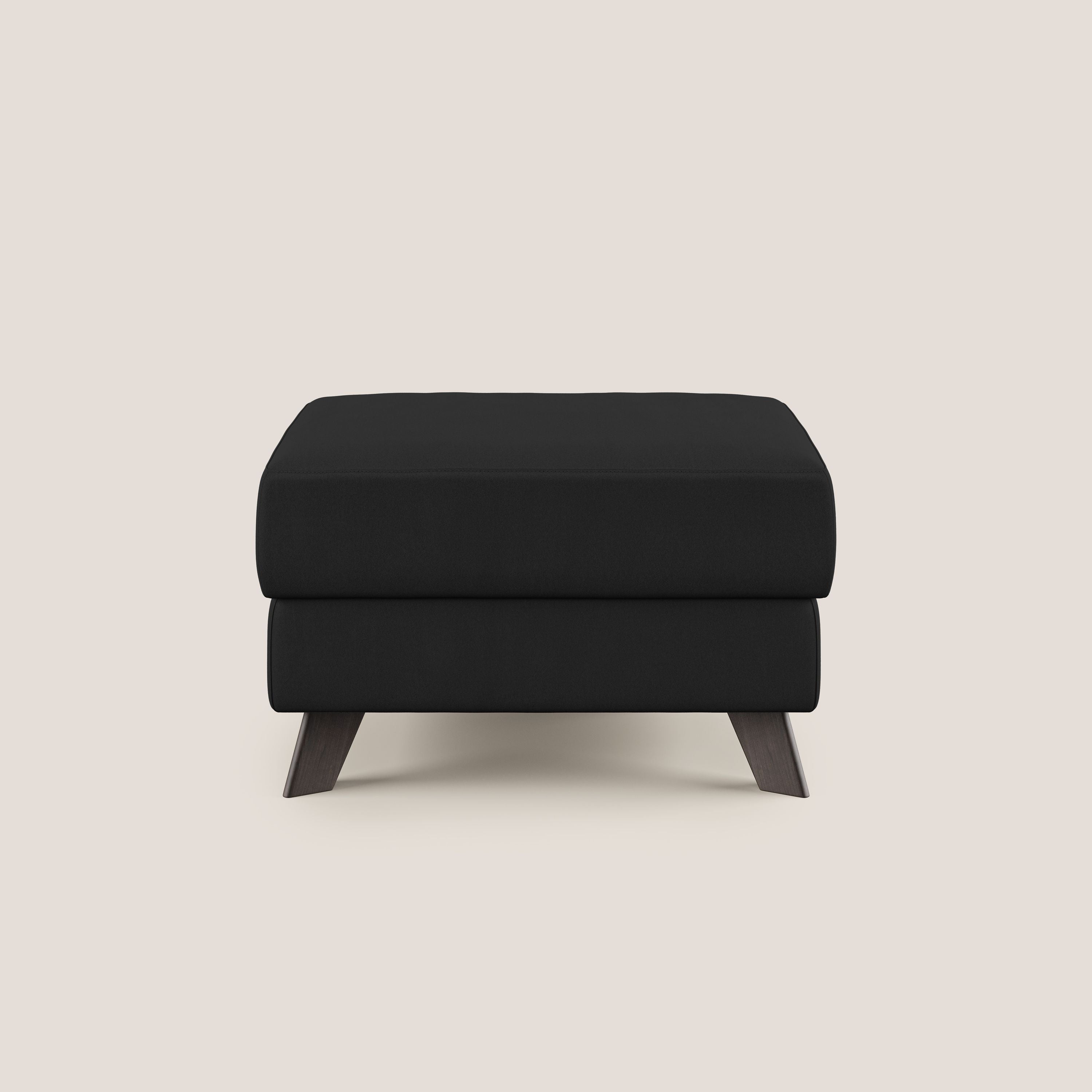 Moon Pouf contenitore e piedini alti in microfibra impermeabile T11 nero - divani.store