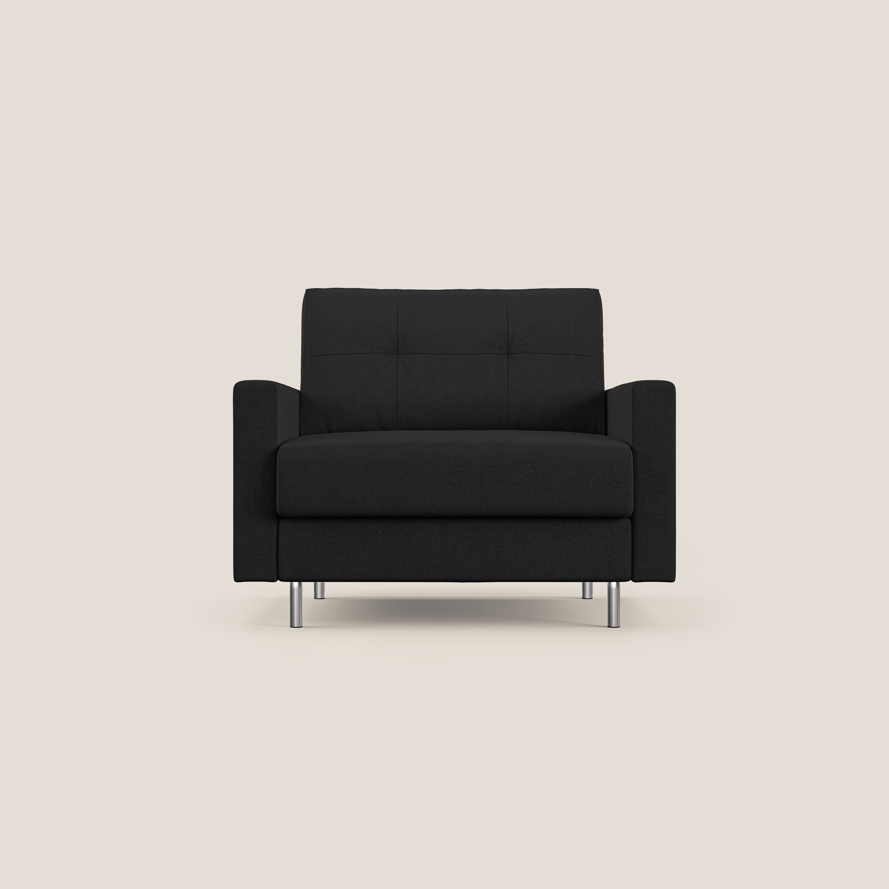 Megan poltrona letto in microfibra smacchiabile T11 nero - divani.store