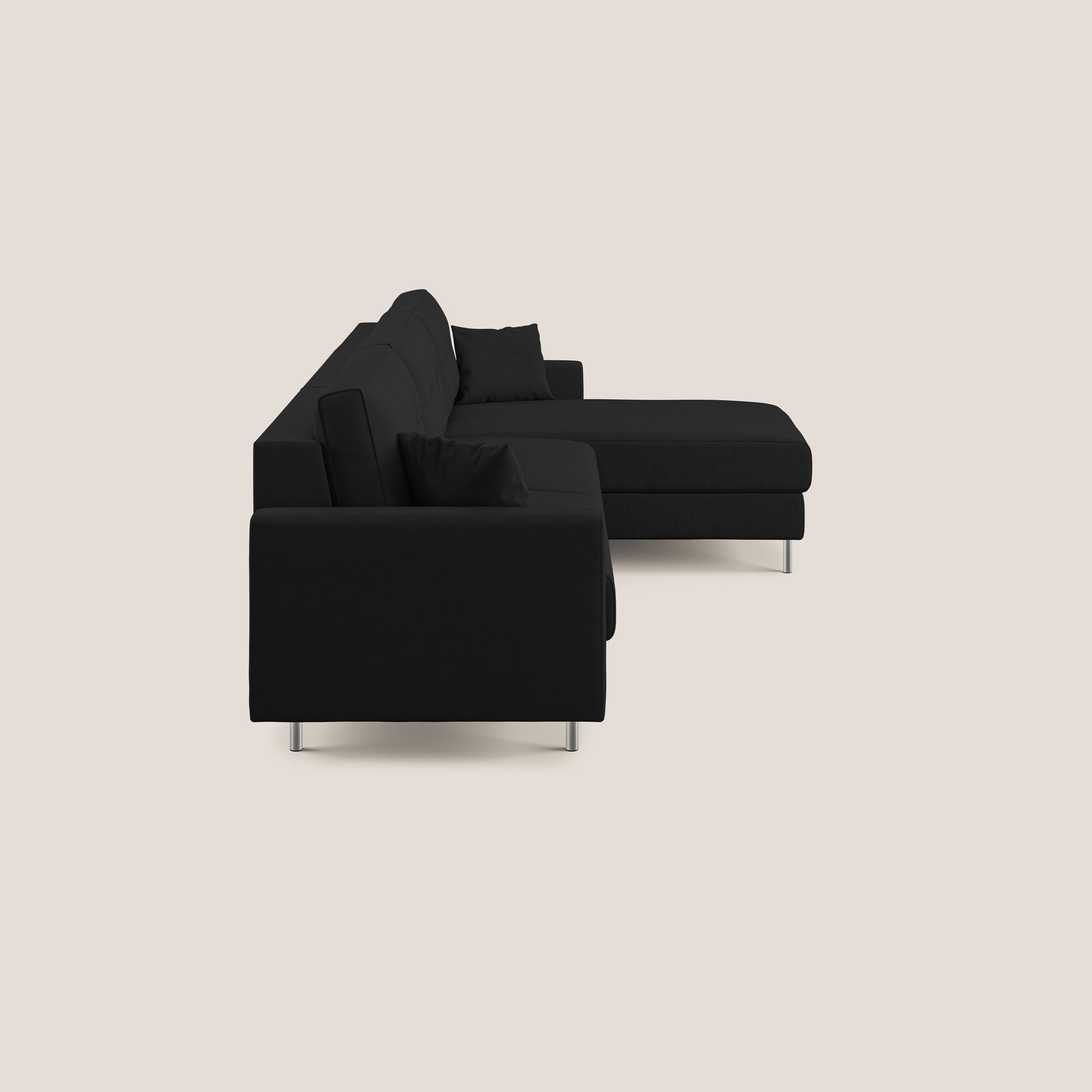 Megan divano letto angolare in microfibra smacchiabile T11 nero - divani.store