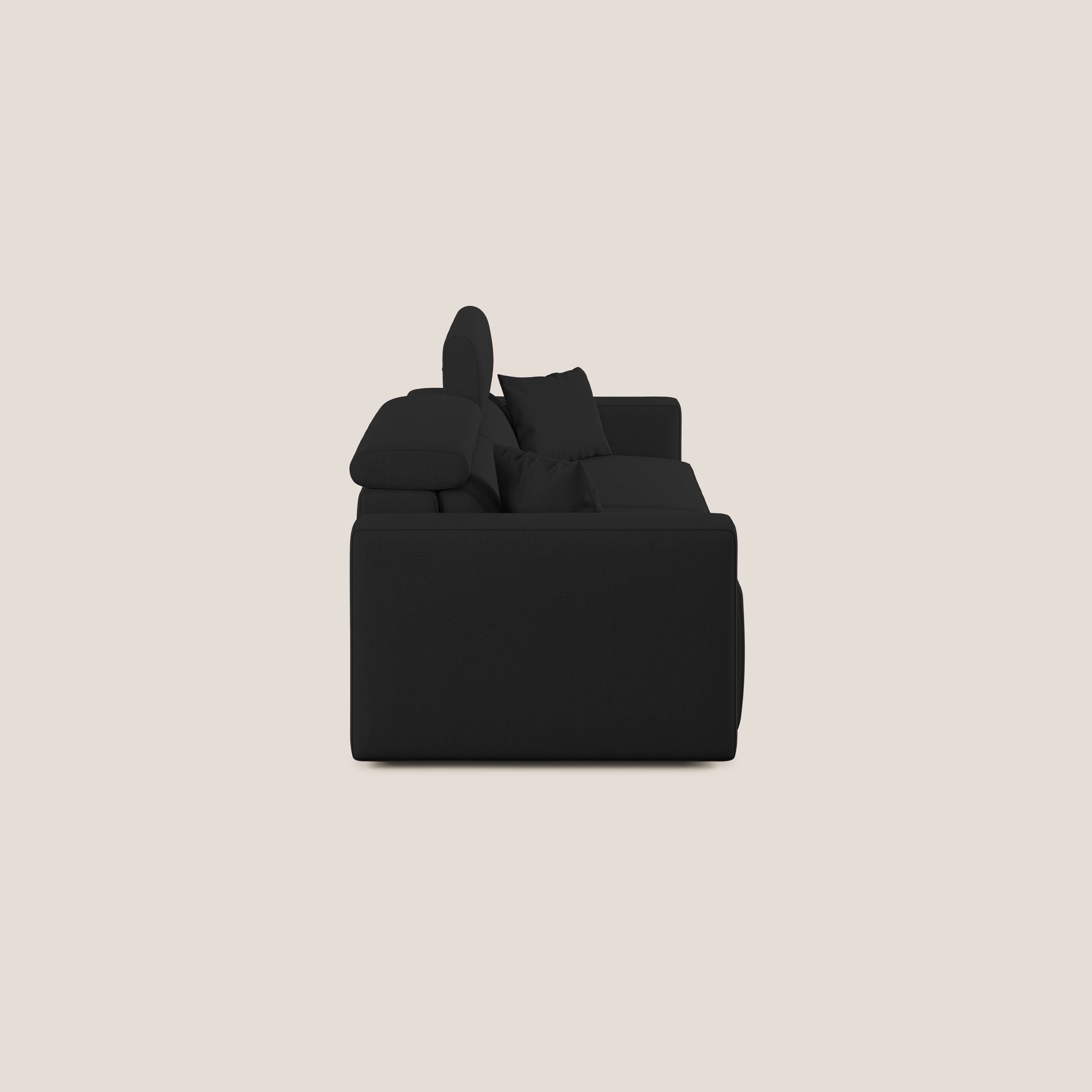 Orwell divano con seduta estraibile in microfibra smacchiabile T11 nero - divani.store